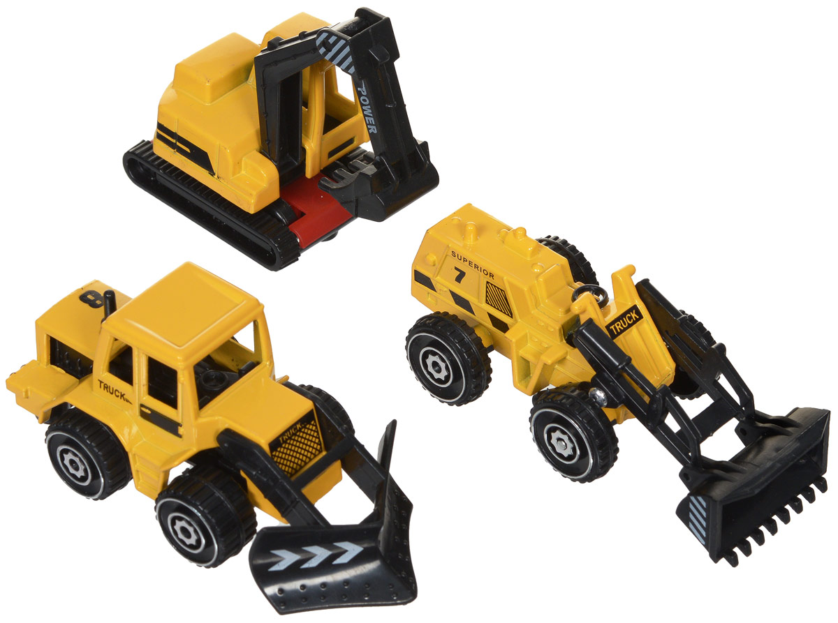 Junfa Toys Набор строительной техники 3 шт1803-3A Junfa Toys Набор строительной техники 3 шт1803-3AНабор строительной техники Junfa Toys обязательно привлечет внимание вашего ребенка. Набор включает в себя экскаватор, бульдозер и погрузчик. Все машинки выполнены из металла с пластиковыми элементами в масштабе 1:72 к настоящей строительной технике и детально проработаны. Кабина экскаватора подвижна, ковш поднимается. Ковш погрузчика и плуг бульдозера поднимаются, колеса машинок свободно вращаются. Малыш проведет с этим набором много увлекательных часов, придумывая различные истории. Ваш ребенок будет в восторге от такого подарка!