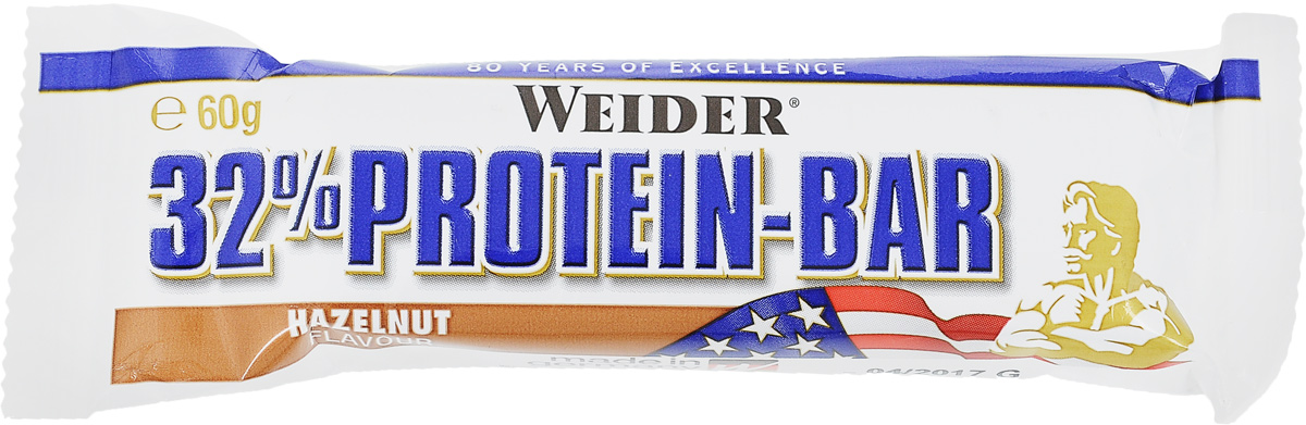 Батончик протеиновый Weider 32% Protein-Bar, лесной орех, 60 г30867 Батончик протеиновый Weider 32% Protein-Bar, лесной орех, 60 г30867Weider 32% Protein-Bar - это батончик, несущий в составе 32% высококачественного протеина. Он имеет много протеинов и мало жира, идеален для утоления легкого голода между приемами пищи. Может заменить протеиновый коктейль для увеличения белков в дневном рационе. Рекомендации по применению: Идеально употреблять между приемами пищи или как десерт, до и после тренировки. Состав: сироп глюкозы, молочный протеин, сироп фруктозы, гидрогенерированное растительное масло, гидролизат из коллагена протеина, декстроза, лимонная кислота, ароматизаторы, соль, витамин С (аскорбиновая кислота), высушенный яичный белок, витамин Е (ди-альфа токоферол), пантотеновая кислота (соль кальция), тиамин (витамин В1, HCl), рибофлавин (витамин В2), витамин В6 (пиридоксин HCl), E122. Товар сертифицирован.