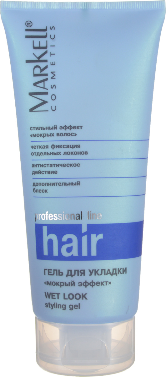 Markell Гель для укладки волос Professional Hair Line Мокрый эффект, 200 мл8376 Markell Гель для укладки волос Professional Hair Line Мокрый эффект, 200 мл8376Профессиональный гель для стайлинга с увлажняющими компонентами, ухаживающим комплексом и УФ-фильтром. Обеспечивает надежную фиксацию причёски, эффект «мокрых волос», великолепное структурирование волос, невероятный блеск всей прически.