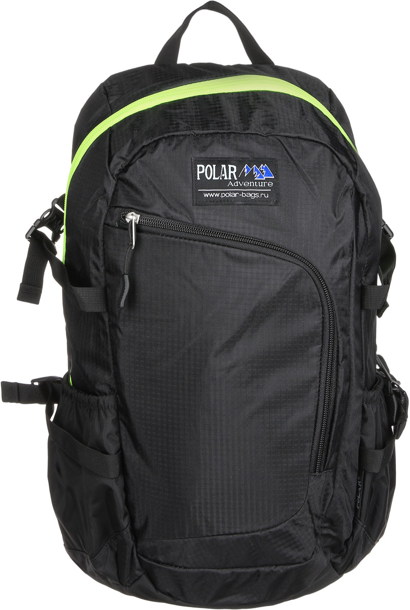 Рюкзак городской Polar, 17 л, цвет: черный. П2171-05П2171-05 Рюкзак городской Polar, 17 л, цвет: черный. П2171-05П2171-05Городской рюкзак Polar с модным дизайном изготовлен из водоотталкивающей ткани RipStop. Имеет один большой отдел, внутри которого расположен небольшой карман на молнии и большой открытый карман на резинке. Снаружи накладной карман на молнии с расположенным внутри органайзером. По бокам расположены карманы на резинках. Также имеются боковые стяжки для регулирования объема рюкзака. Удобная мягкая спинка, мягкие плечевые лямки создают дополнительный комфорт при ношении. На лямках расположена грудная стяжка, регулируемая по необходимой высоте и длине. Сверху петля для переноски.
