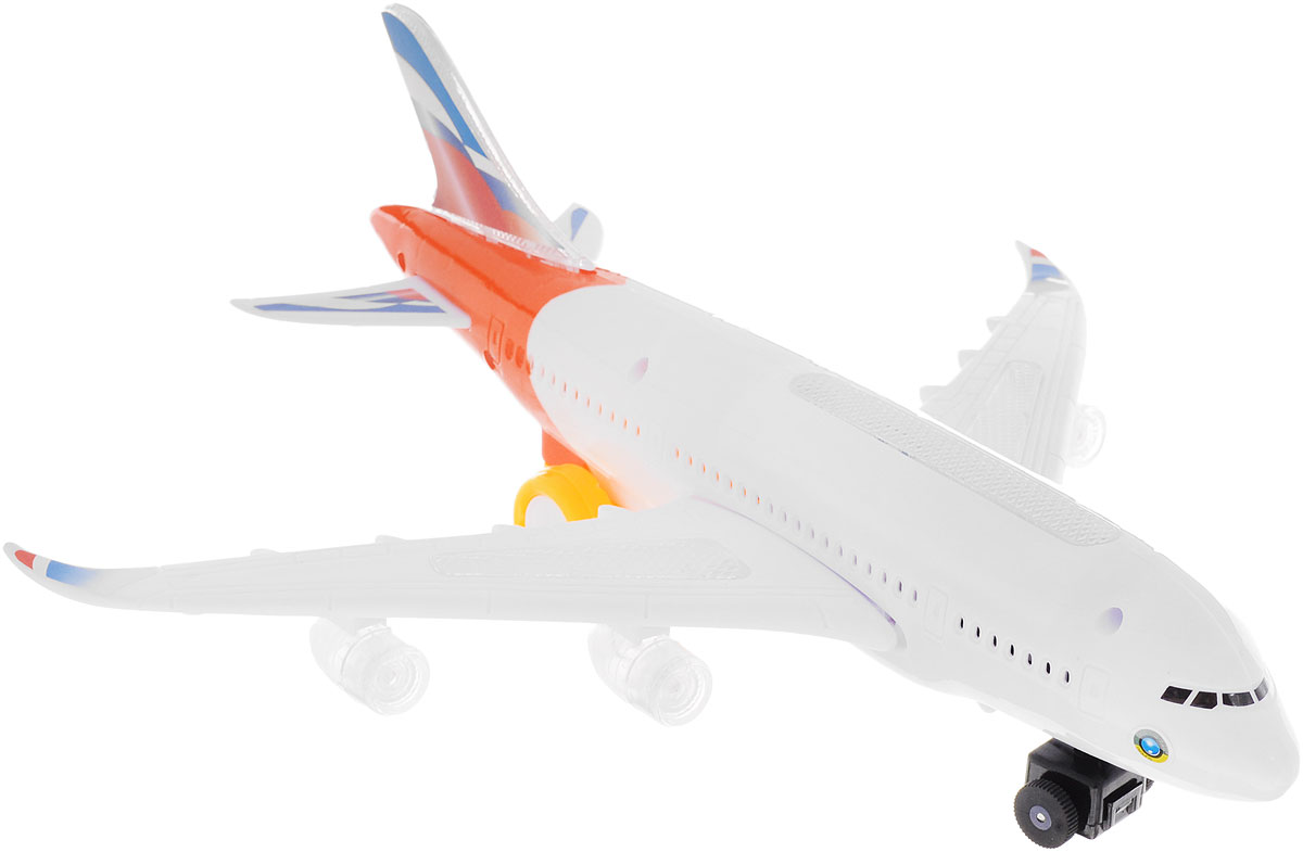 ABtoys Самолет цвет белый оранжевыйC-00117 ABtoys Самолет цвет белый оранжевыйC-00117Если ваш малыш увлекается воздушными видами транспорта, любит летать на самолетах и смотреть, как они взмывают в небо, то самолет ABtoys обязательно придется по душе вашему ребенку. Он выполнен из высококачественного пластика и имеет весьма привлекательный дизайн. Белый самолет может, как летать (конечно же, при помощи рук ребенка), так и кататься по земле, ведь у него имеются достаточно крупные шасси. Если активировать механизм, то игрушка будет издавать звуки, характерные настоящему самолету при взлете, а также мигать лампочками! Порадуйте свою непоседу таким подарком! Необходимо купить 3 батарейки напряжением 1,5V типа АА (не входят в комплект).