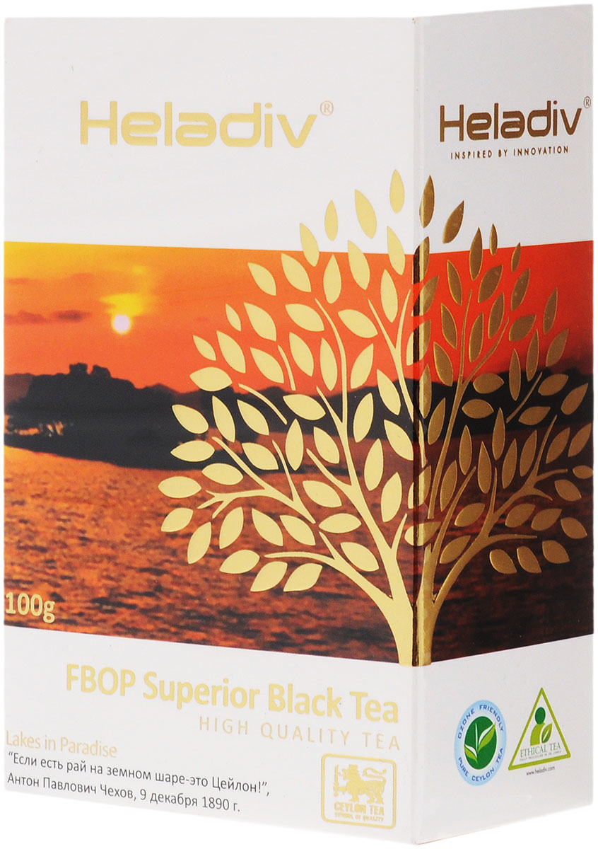 Heladiv FBOP Superior чай черный листовой с типсами, 100 г4791007008316 Heladiv FBOP Superior чай черный листовой с типсами, 100 г4791007008316Heladiv FBOP Superior - резаный черный байховый чай, содержащий не слишком скрученные листья со значительной примесью листовых почек - типсов. Содержание типсов придает этому чаю дополнительный аромат и вкус, они являются природным источником антиоксидантов. Данный напиток обладает приятным, насыщенным вкусом, изысканным ароматом и настоем темного цвета.