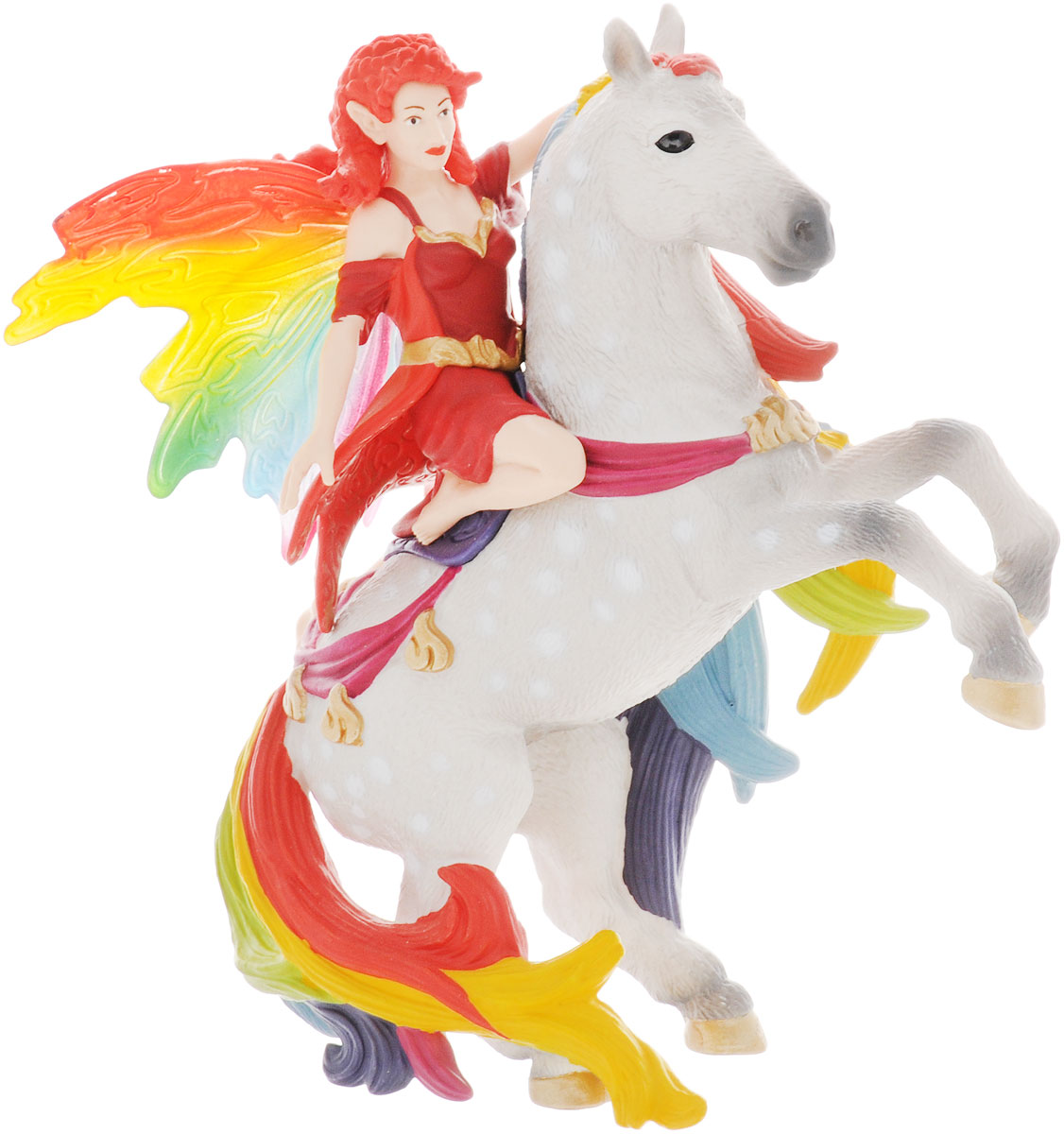 Schleich Фигурка Амизи70483 Schleich Фигурка Амизи70483Фигурка Schleich Амизи станет прекрасным подарком для вашего ребенка. Она выполнена из высококачественного пластика материала в виде красивого лесного эльфа с радужными крылышками и огненно-рыжими волосами. Благодаря встроенному магниту фигурка эльфийки надежно держится на лошади. Ваш ребенок будет часами играть с этой фигуркой, придумывая различные истории с участием любимого героя. Амизи - смелый и талантливый всадник. Она любит придумывать различные трюки и выполнять их верхом на своей любимой лошади.