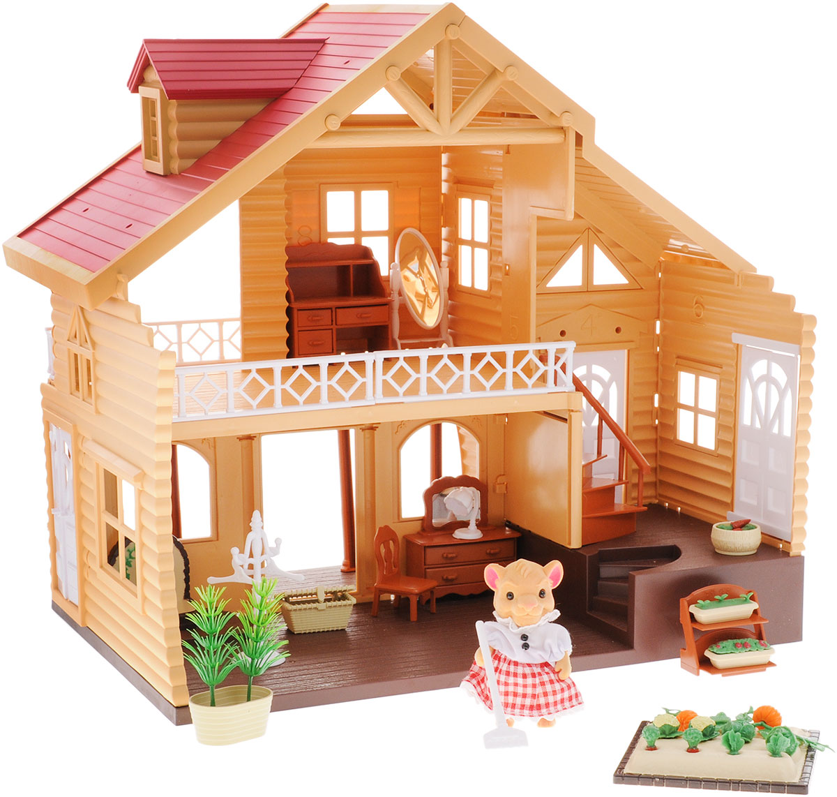 ABtoys Игровой набор Загородная виллаPT-00306 ABtoys Игровой набор Загородная виллаPT-00306В игровом наборе ABtoys Загородная вилла дети обнаружат не только яркие декорации для игры в виде загородного дома, но и главную героиню - мышку. Поэтому малышу достаточно лишь немного проявить фантазию и перед ним развернется интересная история о хозяйке виллы, которая ждет к себе гостей и готовится к их приему, расставляя мебель и аксессуары по этажам. В наборе представлен домик для игр, набор мебели и реалистичных аксессуаров, которые помогут разнообразить игровой сюжет с фигурками животных из серии Счастливые друзья. В комплекте предусмотрены атрибуты для совместных обедов или пикников, посуда для всех членов семьи. Придумывая интересный сюжет для игры с использованием аксессуаров из набора, ребенок не только интересно проведет свой досуг, но и разовьет фантазию и мелкую моторику рук. Предметы мебели и фигурка изготовлены из нетоксичного пластика высокого качества, который устойчив к ударам и деформациям. Рекомендуется докупить 3 батарейки напряжением 1,5V...