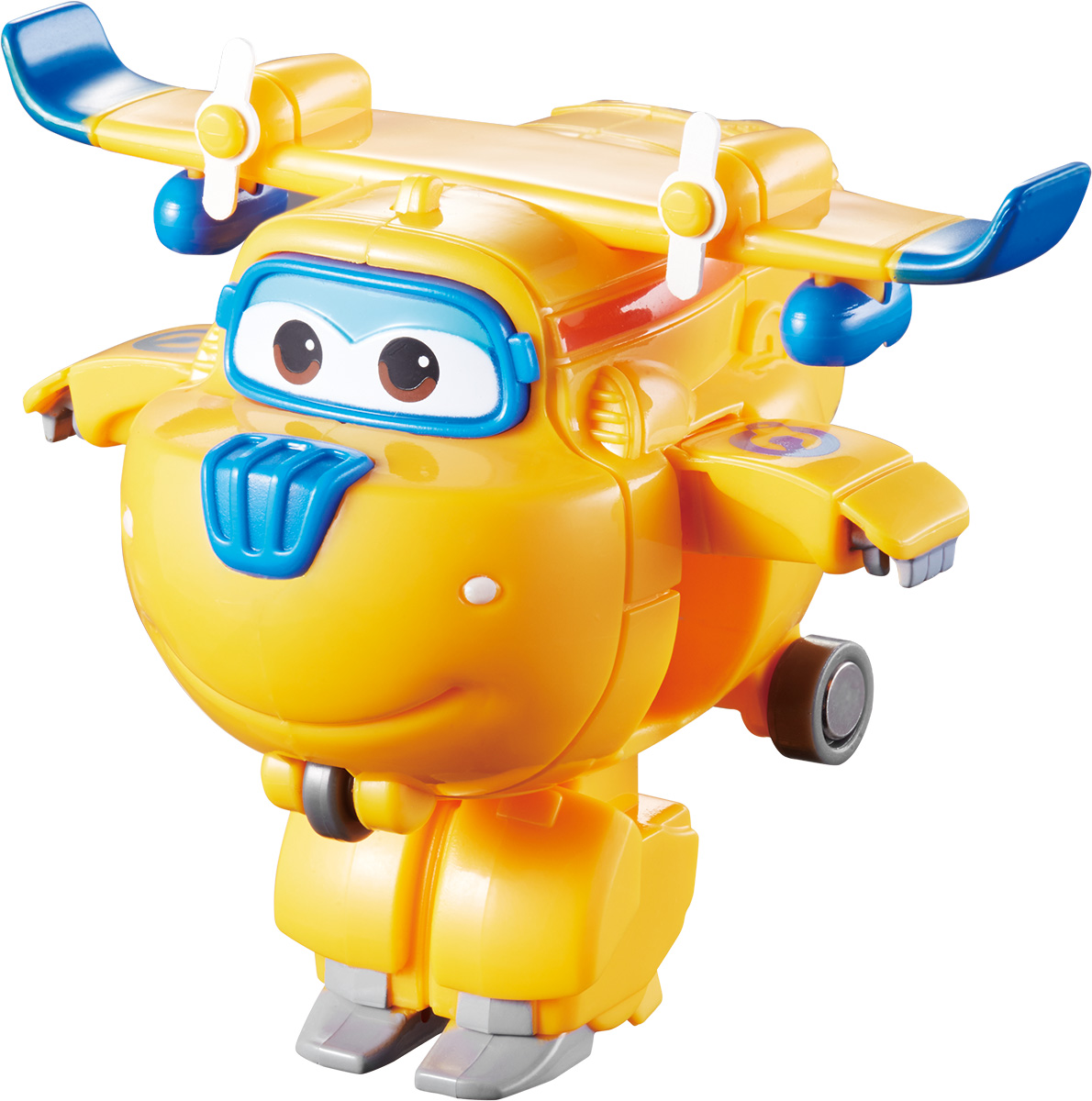 Super Wings Трансформер Донни YW710020YW710020 Super Wings Трансформер Донни YW710020YW710020Игрушка - трансформер Донни надолго займет внимание вашего ребенка. Игрушка выполнена из безопасного пластика в виде самолета по имени Донни, полностью повторяющего персонажа популярного мультсериала «Super Wings». Ваш ребёнок сможет всего за 3 шага превратить самолет в робота и обратно. Джетт, Донни, Диззи, Джером и Пол доставляют ценные посылки мальчикам и девочкам в любую точку земного шара. Отважные герои учат ребят находить решения для непростых задач: от лепки китайских пельменей до спасения людей от извержения гавайского вулкана. Шасси самолетика свободно вращаются, двери трансформируются в руки, а ноги робота легко выдвигаются из хвостовой части и убираются обратно. Что бы ни произошло: «Донни справится с этим!». Эта игрушка непременно понравится вашему малышу, ведь она развивает любознательность, пространственное мышление, логику и мелкую моторику рук.