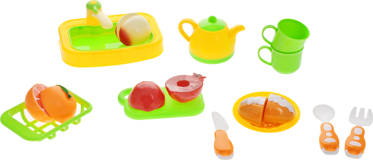 ABtoys Игрушечный набор Моя кухняPT-00364 ABtoys Игрушечный набор Моя кухняPT-00364Игрушечный набор ABtoys Моя кухня способствует ознакомлению с различными видами фруктов, овощей и столовых приборов. Формируется усидчивость, мелкая моторика пальцев рук и концентрация внимания. С помощью данного набора ребенок сможет изучить цвета, формы и различные виды продуктов, получит навыки резки продуктов на части, при помощи пластикового ножа. Игра способствует тренировке внимания и памяти. Все предметы набора выполнены из качественных и безопасных материалов.