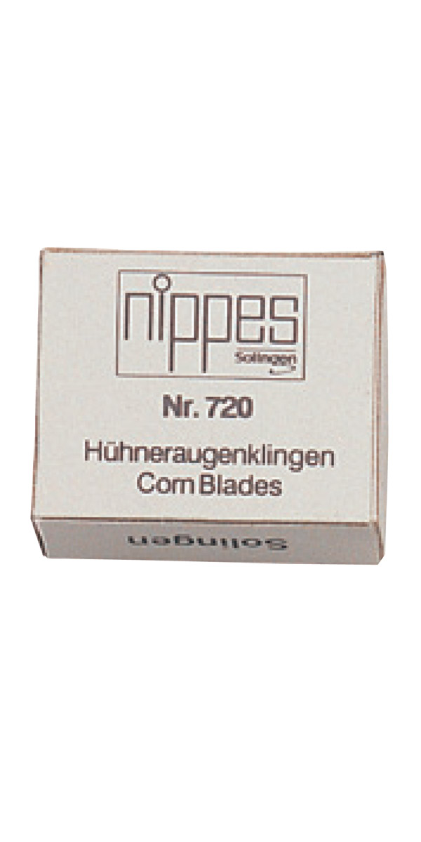 Nippes Запасные лезвия для удаления мозолей, 2x10. 720D720D Nippes Запасные лезвия для удаления мозолей, 2x10. 720D720DЛезвия для удалителя мозолей из высококачественной стали в коробке 20 штук. Хранить в сухом недоступном для детей месте. Срок годности не ограничен. Замена изделия не осуществляется в следующих случаях: - Использование не по назначению - Самостоятельный ремонт - Нарушение условий хранения