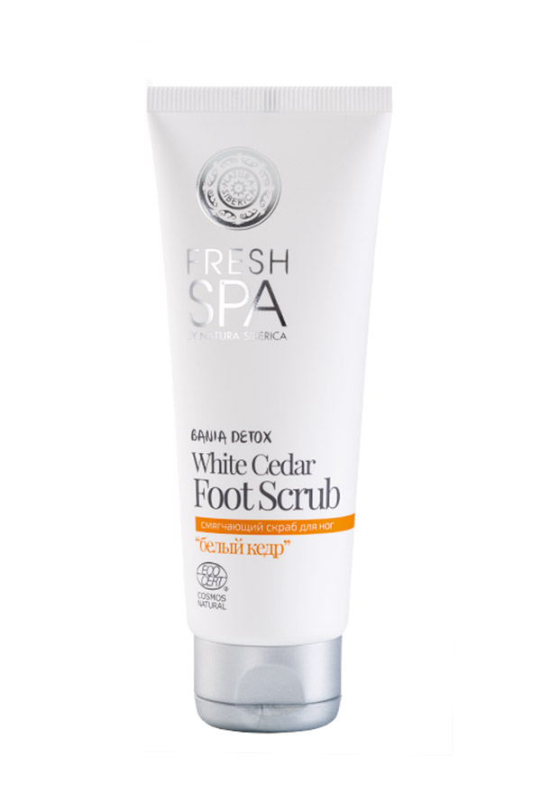Natura Siberica Смягчающий скраб для ног Белый кедр Bania Detox 75 мл086-04-33236 Natura Siberica Смягчающий скраб для ног Белый кедр Bania Detox 75 мл086-04-33236Смягчающий скраб для ног Белый кедр на основе натуральных био — компонентов активно очищает и ухаживает за кожей стоп, интенсивно питает и глубоко увлажняет, кожу надолго сохраняя ее мягкость. Измельченный кедровый жмых глубоко очищает кожу стоп от ороговевших частиц, делая ее мягкой и гладкой. Органическое масло сибирского кедра, богатое витаминами E и F, питает и увлажняет кожу, стимулирует процесс обновления клеток. Масло насыщает кожу необходимыми аминокислотами, обеспечивая ее мягкость и эластичность. Можжевеловые ягоды обладают противовоспалительным, антисептическим и дезодорирующим действием, активизируют обмен веществ в тканях.