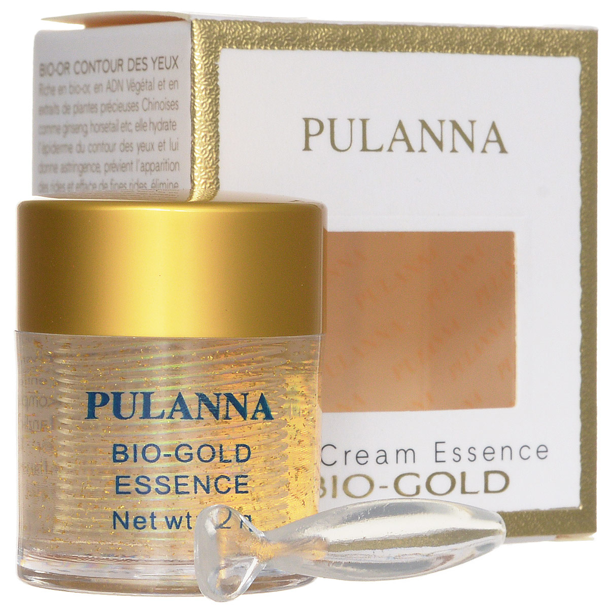 Pulanna Био-золотой гель для век на основе био-золота - Bio-gold Essence 21 г5902596005030 Pulanna Био-золотой гель для век на основе био-золота - Bio-gold Essence 21 г5902596005030Обогащенный гель с эффектом лифтинга. Осуществляет глубокое питание, регулирует обменные процессы, ускоряет регенерацию клеток, восполняет дефицит липидов в коже, увлажняет, нормализует кровоснабжение. Возвращает нежной коже век упругость и свежесть, активно борется с морщинами и предотвращает их появление. Снимает отечность, уменьшает темные круги под глазами. Обеспечивает коже длительное, глубокое увлажнение и питание. Био-золото, экстракт хвоща и экстракт женьшеня способствуют обновлению клеток, нормализации водно-жирового и кислородного обмена. Растительные ДНК участвуют в синтезе белков, регенерации клеток кожи. Является базой под макияж. Рекомендован с 40 лет в качестве основного ухода, с 35 лет курсами (28-30 дней).