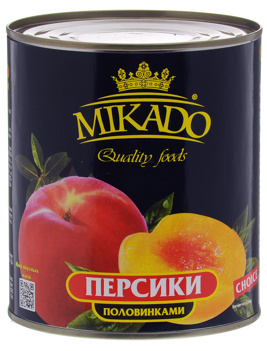 Mikado персики половинками в сиропе, 850 мл4007415005 Mikado персики половинками в сиропе, 850 мл4007415005Половинки персиков в сахарном сиропе от Mikado станут вкусным и полезным лакомством для всей семьи.