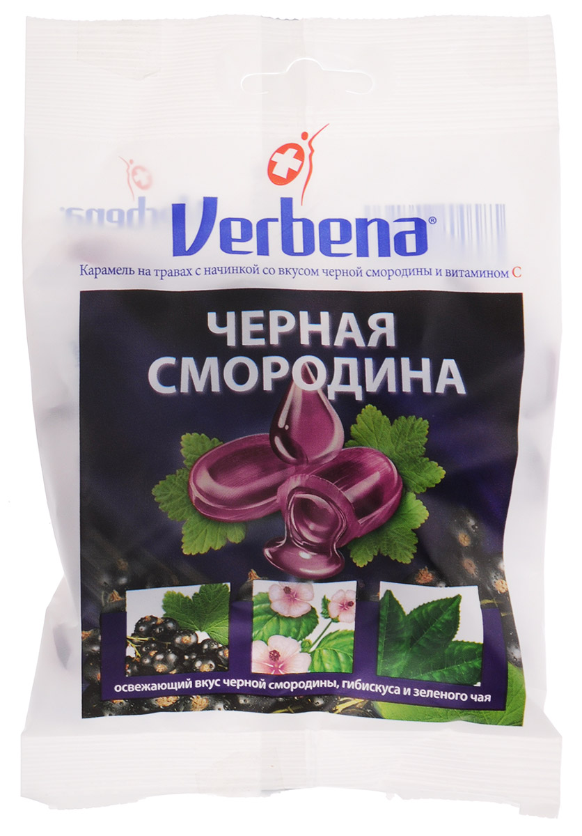 Verbena Черная смородина карамель на травах, 60 гнво006 Verbena Черная смородина карамель на травах, 60 гнво006Карамель Verbena Черная смородина с начинкой из натуральных экстрактов лечебных растений имеют повышенное содержание витамина С (200 мг на 100 г). Всего 6 леденцов Verbena обеспечит более половины суточной потребности витамина С!