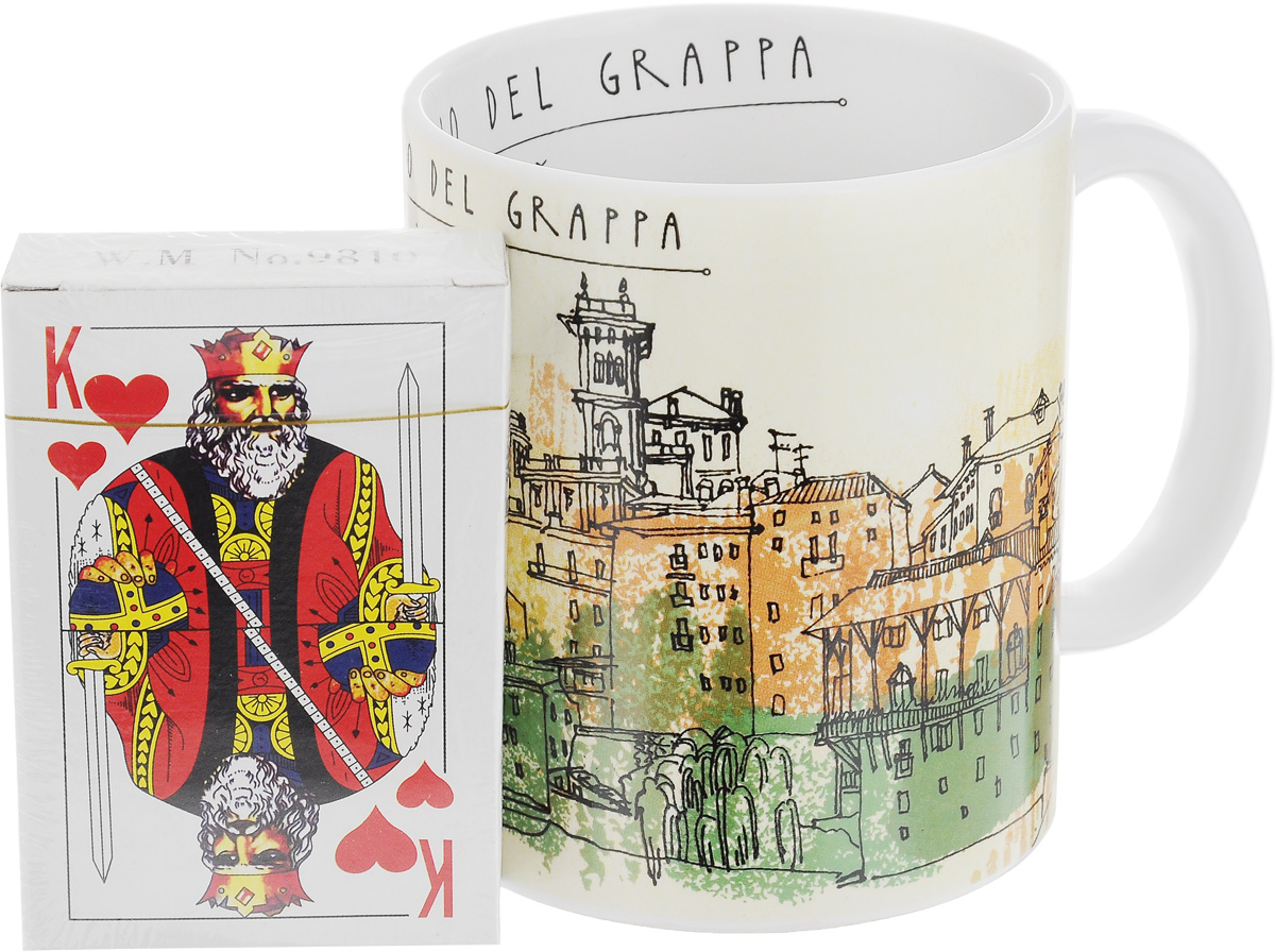 Набор подарочный Феникс-Презент Bassano del grappa, 2 предмета41168 Набор подарочный Феникс-Презент Bassano del grappa, 2 предмета41168Подарочный набор Феникс-Презент Bassano del grappa включает в себя керамическую кружку и колоду игральных карт. Кружка оформлена изображением итальянской коммуны Бассано-дель-Граппа. Такой набор будет отличной находкой для себя или подарком для друга. Объем кружки: 300 мл. Диаметр кружки: 8 см. Высота кружки: 9,5 см. Количество карт в колоде: 54 шт.