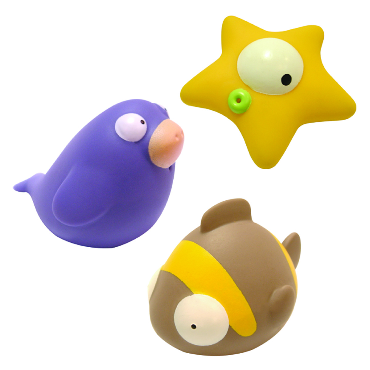 Mara Baby Набор игрушек для ванной Жители океана 3 шт24002 Mara Baby Набор игрушек для ванной Жители океана 3 шт24002С набором игрушек для ванной Mara Baby Жители океана принимать водные процедуры станет еще веселее и приятнее. В набор входят три игрушки - рыба, звезда и тюлень. Игрушки могут брызгать водой. Набор доставит ребенку большое удовольствие и поможет преодолеть страх перед купанием. Игрушки для ванной способствуют развитию воображения, цветового восприятия, тактильных ощущений и мелкой моторики рук.