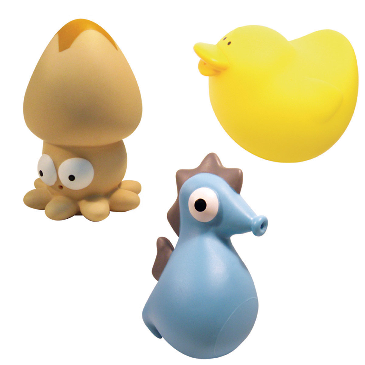 Mara Baby Набор игрушек для ванной Веселая компания 3 шт24350 Mara Baby Набор игрушек для ванной Веселая компания 3 шт24350С набором игрушек для ванной Mara Baby Веселая компания принимать водные процедуры станет еще веселее и приятнее. В набор входят три игрушки - морской конек, осьминог и уточка. Игрушки могут брызгать водой. Набор доставит ребенку большое удовольствие и поможет преодолеть страх перед купанием. Игрушки для ванной способствуют развитию воображения, цветового восприятия, тактильных ощущений и мелкой моторики рук.