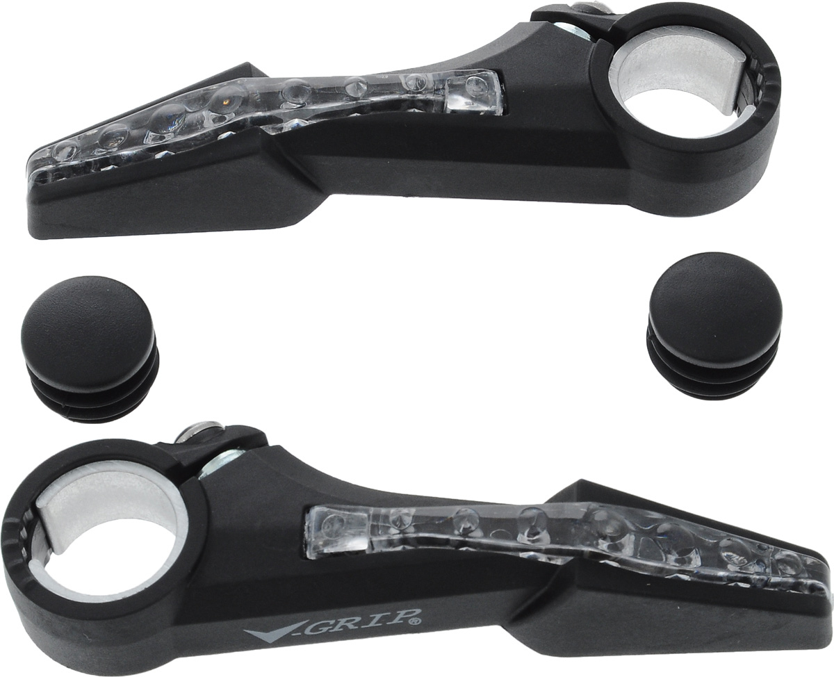 Наконечники руля V-Grip, с подсветкой, 2 шт. 80228022 Наконечники руля V-Grip, с подсветкой, 2 шт. 80228022Велосипедные наконечники Cyclotech позволят менять положение рук на руле и равномерно распределять нагрузку на плечи. Эргономичная форма обеспечивает надежный и удобный хват. Наконечники выполнены из нейлона и стекловолокна. Подсветка, имеющая 2 вида свечения (постоянное и мигание) обеспечит вашу безопасность на дороге