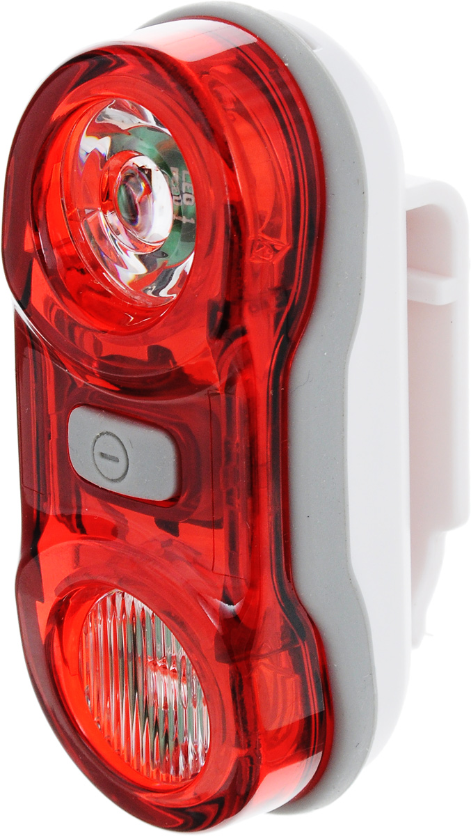 Фонарь велосипедный D-Light CG-405R, габаритный, задний, цвет: белый, серый, красныйCG-405R-White Фонарь велосипедный D-Light CG-405R, габаритный, задний, цвет: белый, серый, красныйCG-405R-WhiteПередний габаритный велофонарь D-Light CG-405R предназначен для обеспечения большей безопасности при поездках в темное время суток. Он легко крепится и снимается без дополнительных инструментов. Корпус изделия выполнен из прочного пластика. Фонарь имеет 3 режима: мигание, постоянное свечение и Chasing. Chasing это режим, при котором лампочки загораются последовательно. Фонарь водонепроницаем, оснащен 2 светодиодами мощностью по 0,5 Вт. Фонарь питается от 2 батарей типа AAA (входят в комплект). Время свечения: 4+ ч. Время мигания: 21+ ч. Время в режиме Chasing: 124 ч. Размер фонаря (без учета креплений): 7,5 х 3,1 х 2,7 см.