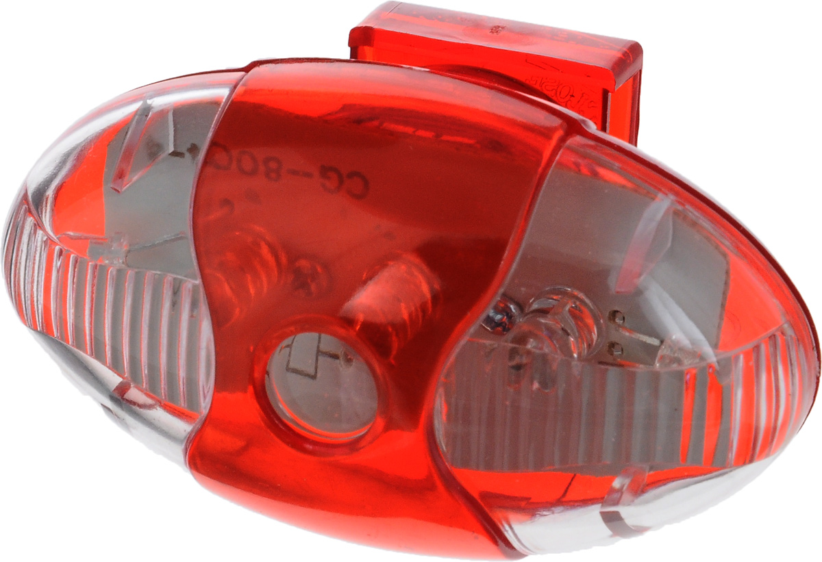 Фонарь велосипедный D-Light CG-845R1, габаритный, задний, цвет: красный, прозрачныйCG-845R1 Фонарь велосипедный D-Light CG-845R1, габаритный, задний, цвет: красный, прозрачныйCG-845R1Задний габаритный велофонарь D-Light CG-845R1 предназначен для обеспечения большей безопасности при поездках в темное время суток. Он легко крепится и снимается без дополнительных инструментов. Водонепроницаемый корпус изделия выполнен из прочного пластика. Фонарь имеет 4 режима: мигание, постоянное свечение, Chasing и Random. Chasing это режим, при котором лампочки загораются последовательно. В режиме Random диоды загораются произвольно. Фонарь питается от 1 батареи типа CR2032 (входит в комплект). Время свечения: 50 ч. Время мигания: 70 ч. Время в режиме Chasing: 120 ч. Время в режиме Random: 120 ч. Размер фонаря (без учета креплений): 5,8 х 3,2 х 2,7 см.