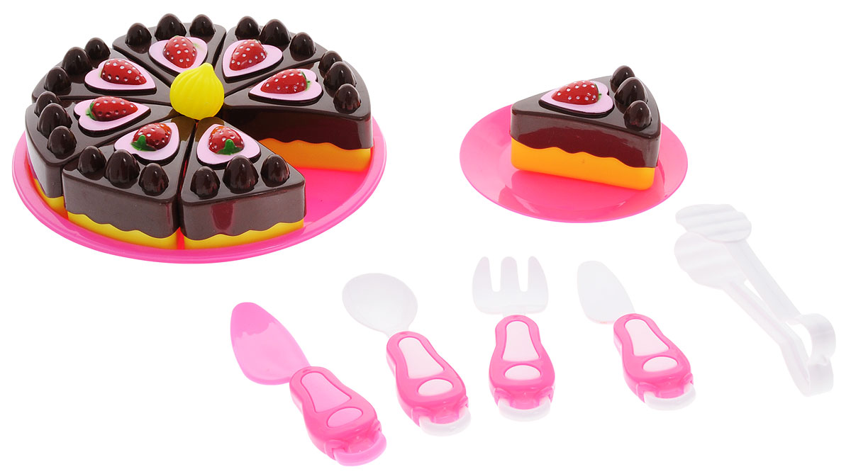 ABtoys Игрушечный набор Маленький кондитер 7 предметовPT-00360 ABtoys Игрушечный набор Маленький кондитер 7 предметовPT-00360Игрушечный набор ABtoys Маленький кондитер включает в себя кусочки игрушечного торта, тарелку, вилку, нож, ложку, лопатку для торта и зажим. Все элементы набора выполнены из безопасного для ребенка материала. Если собрать все кусочки воедино, то получится целый торт! Торт украшен элементами фруктов в виде клубники. Используя нож, ребенок будет сам разрезать торт и угощать гостей. С таким набором ребенок будет воспитывать такие качества, как гостеприимство и хозяйственность.