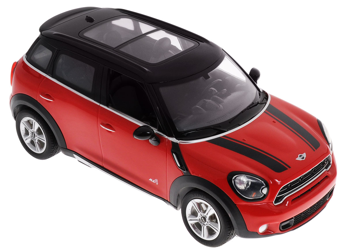 Rastar Радиоуправляемая модель Mini Cooper S Countryman цвет красный масштаб 1:1472500 Rastar Радиоуправляемая модель Mini Cooper S Countryman цвет красный масштаб 1:1472500Радиоуправляемая модель Rastar Mini Cooper S Countryman невероятно точно повторяет роскошный силуэт настоящего автомобиля. Маневренная и реалистичная выполнена в точной детализации с настоящим автомобилем в масштабе 1:14. Управление машиной происходит с помощью пульта. Модель двигается вперед и назад, поворачивает направо и налево. Имеются световые эффекты. Колеса игрушки прорезинены и обеспечивают плавный ход, машинка не портит напольное покрытие. Радиоуправляемые игрушки способствуют развитию координации движений, моторики и ловкости. Ваш ребенок увлеченно будет играть с моделью, придумывая различные истории и устраивая соревнования. Машина работает от 5 батареек напряжением 1,5V типа АА (не входят в комплект). Пульт управления работает от батарейки 9V типа Крона (не входит в комплект). Пульт управления работает на частоте 27 MHz.