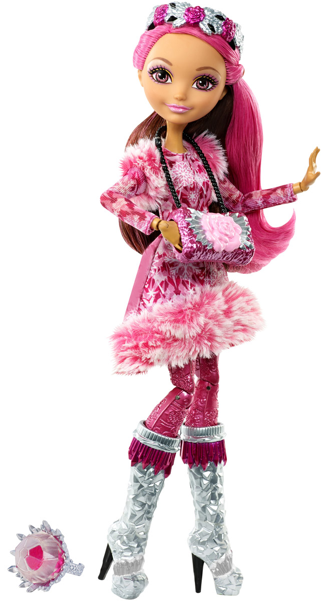Ever After High Кукла Браер БьютиDKR62_DKR65 Ever After High Кукла Браер БьютиDKR62_DKR65Кукла Ever After High Браер Бьюти была создана по мотивам мультфильма Ever After High: Epic Winter, в котором ученики школы Эвер Афтер Хай должны будут пройти через метель и пургу, чтобы развеять заклятие и спасти Снежного Короля - отца Кристал Винтер. Дочь Спящей Красавицы имеет свой собственный стиль, неповторимый, узнаваемый, яркий. У нее малиновые колготки, высокие серебристые сапоги. В руках она держит муфту, украшенную розой. Наряд куклы украшен меховыми деталями. У куклы длинные розовые волосы с малиновыми прядями. В комплект к кукле входят кольцо для девочек и карточка-история.