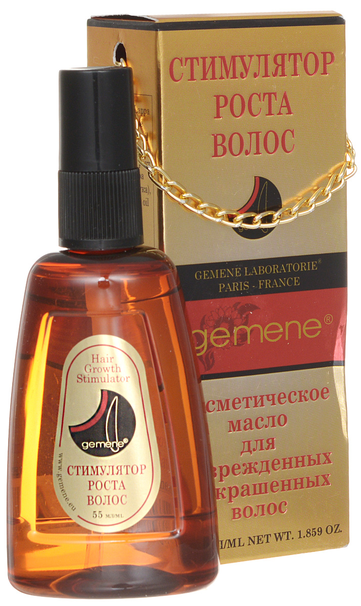 Gemene Масло косметическое Стимулятор роста волос, для поврежденных и окрашенных волос, 55 мл4751006756311 Gemene Масло косметическое Стимулятор роста волос, для поврежденных и окрашенных волос, 55 мл4751006756311Назначение комплекса – создание и поддержание условий для активного восстановления травмированных и ослабленных волос. Система масел и экстрактов создает и укрепляет естественную структуру здоровых волос, быстро возвращает натуральный блеск и шелковистость. Стимулирует интенсивный рост волос, защищает волосы от сухости и ломкости.