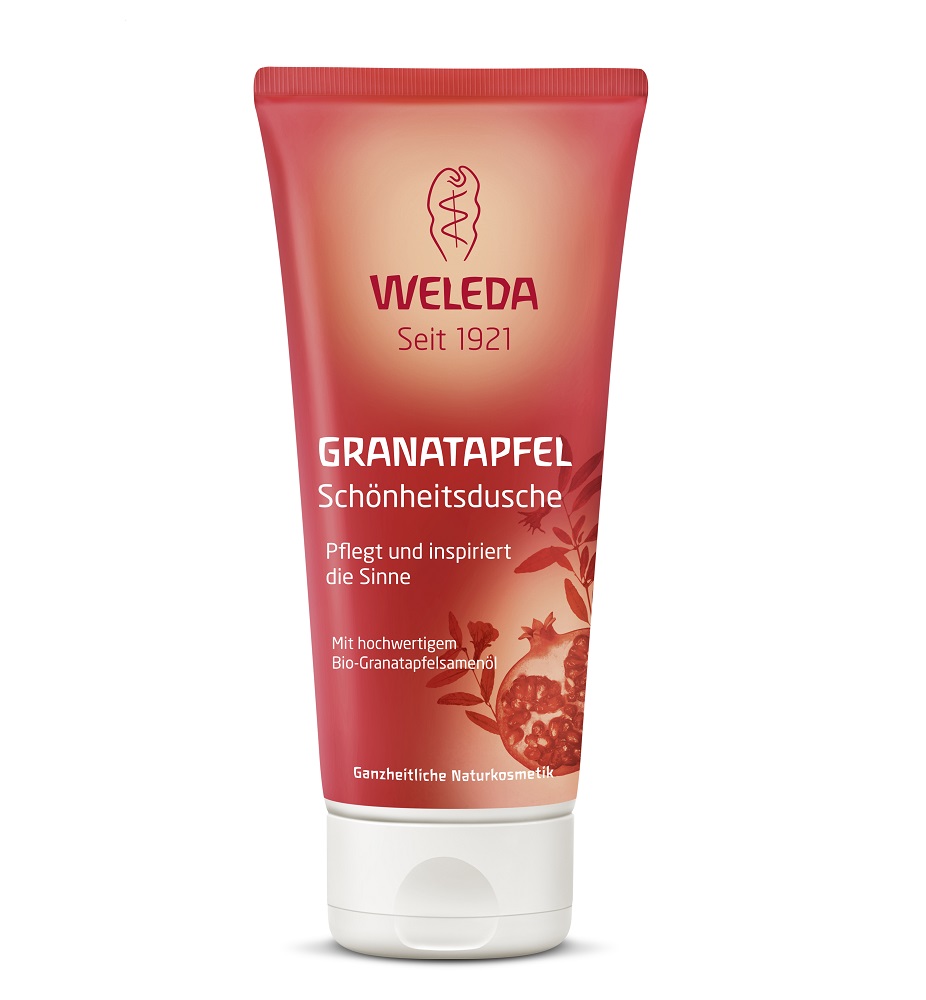 Weleda Гель для душа Гранатовый, 200 мл8844 Weleda Гель для душа Гранатовый, 200 мл8844Гель для душа Weleda Гранат - уникальный коктейль из нежнейших масел гранатовых косточек и ореха макадамия нежно питает и увлажняет кожу. Масла семян подсолнуха и кунжута позволят навсегда забыть о сухости и шелушении, а заботу об очищении берут на себя сахарные тенсиды. Волшебные ароматы красного апельсина и сандалового дерева пробуждают чувства и дарят ощущение легкости и безмятежности. Характеристики: Объем: 200 мл. Производитель: Швейцария. Артикул: 8844. Товар сертифицирован.