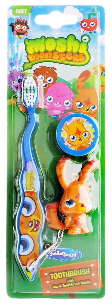 Moshi Monsters Зубная щетка с защитным колпачком и брелоком цвет голубойММ-4_голубой Moshi Monsters Зубная щетка с защитным колпачком и брелоком цвет голубойММ-4_голубойДетская зубная щетка Moshi Monsters предназначена для детей от трех лет. Оптимально скругленная мягкая щетка предохраняет зубы и чувствительные десны от повреждений. В комплект входят защитный колпачок и брелок.