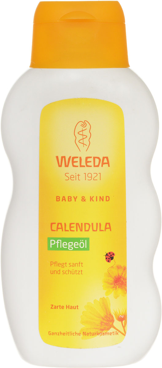Weleda Масло для тела Baby, с календулой, с нежным ароматом, 200 мл9655 Weleda Масло для тела Baby, с календулой, с нежным ароматом, 200 мл9655Масло с нежным ароматом календулы Weleda естественным образом ухаживает за чувствительной кожей малыша с первых дней жизни. Высококачественное миндальное масло сохраняет кожу мягкой и бархатистой и защищает от высыхания. Вытяжка из выращенной в биологически-контролируемых условиях календулы и ромашки успокаивает кожу. Масло с нежным ароматом календулы превосходно подходит для ежедневного ухода за кожей малыша, а также для нежного массажа. Поддерживает естественные функции кожи и обладает согревающим эффектом. Товар сертифицирован.