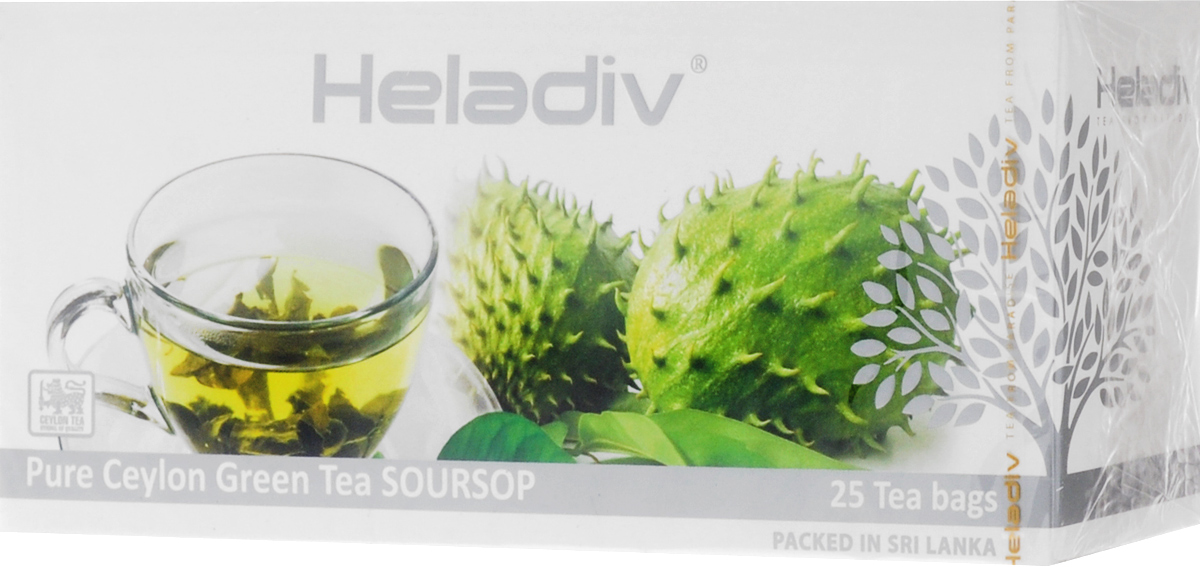 Heladiv Peko Soursop Green Tea чай зеленый в пакетиках с саусепом, 25 шт4791007010623 Heladiv Peko Soursop Green Tea чай зеленый в пакетиках с саусепом, 25 шт4791007010623Heladiv Peko Soursop Green - зеленый чай крупнолистовой чай стандарта РЕКОЕ с добавлением экзотического фрукта саусеп. Ярко выраженный золотистый настой напитка с особым утонченным вкусом и восхитительным ароматом саусепа дарит ощущение свежести и бодрости в течении всего дня.
