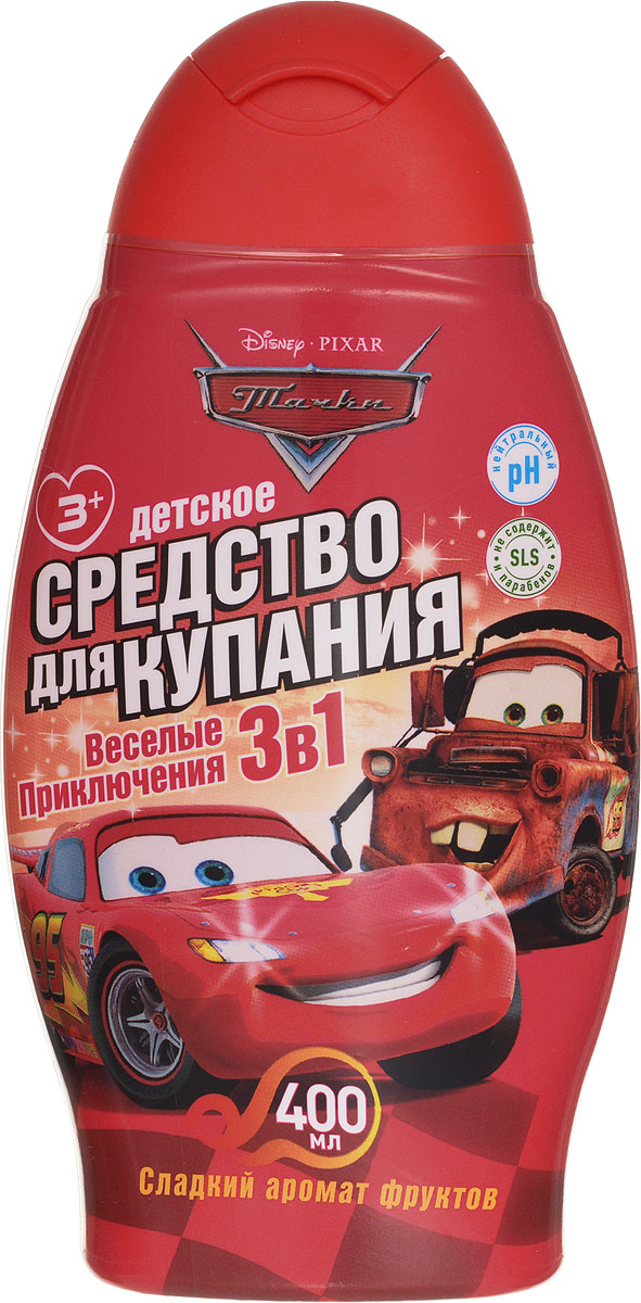 ТАЧКИ Детское средство для купания 3 в 1 Веселые приключения, 400 мл27506 ТАЧКИ Детское средство для купания 3 в 1 Веселые приключения, 400 мл27506Три средства в одном – шампунь, гель для душа и пена для ванн, cо сладким ароматом фруктов! Формула средства разработана специально для детей от 3 лет и старше, не раздражает и не сушит кожу и волосы. Не содержит SLS и парабенов. Нейтральный pH предотвращает агрессивное воздействие моющего средства, поддерживая здоровый кислотно-щелочной баланс кожи и волос. Содержит натуральные экстракты манго, абрикоса и инжира, оказывающие питательное и увлажняющее действие на кожу и волосы ребенка. Для детей от 3-х лет. Подходит для частого применения.