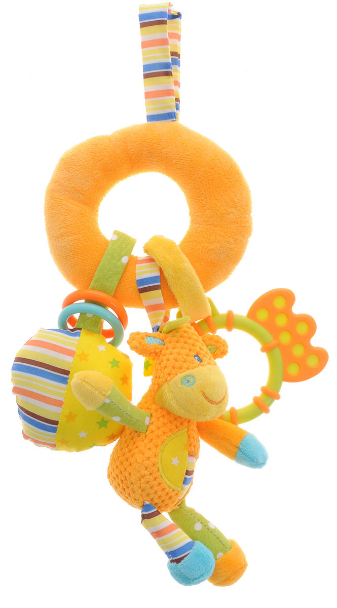Жирафики Игрушка-подвеска Жирафик93827 Жирафики Игрушка-подвеска Жирафик93827Игрушка-подвеска Жирафики Жирафик объединяет в себе погремушку, пищалку и прорезыватель. Яркая расцветка и фактура привлекут внимание ребенка. Подвеску можно прикрепить к кроватке, коляске или манежу при помощи двух текстильных веревочек на липучке. Игрушка-подвеска Жирафики Жирафик поможет ребенку развить мелкую моторику рук, зрительное и слуховое восприятия, тактильные ощущения.
