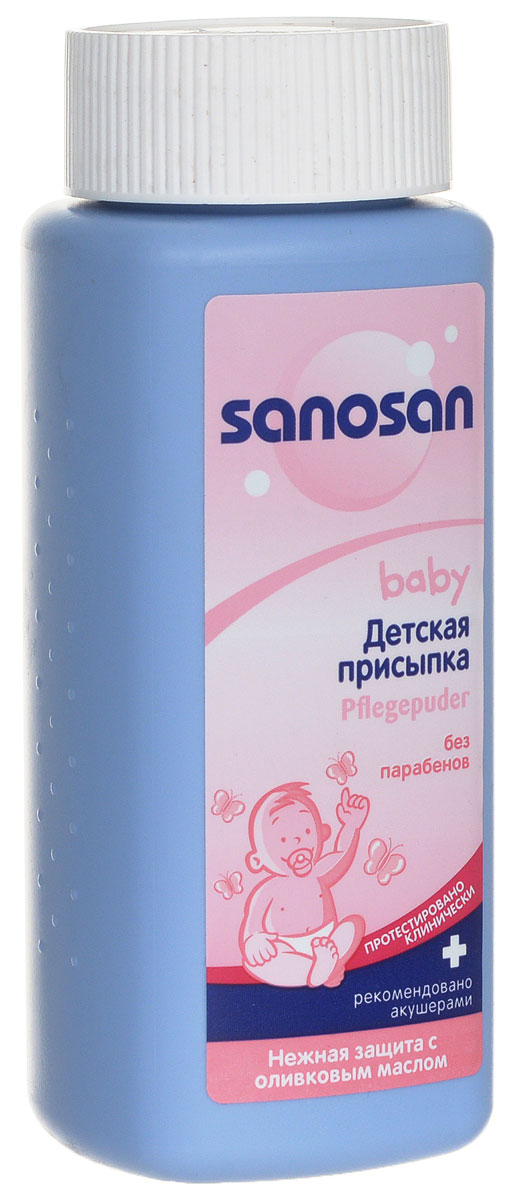 Присыпка детская Sanosan baby, 100 г985166 Присыпка детская Sanosan baby, 100 г985166Благодаря оливковому маслу детская присыпка Sanosan baby надежно защищает нежную кожу от натираний и повреждений. Входящие в состав аллантоин, экстракт листьев оливкового дерева и оксид цинка создают защитный барьер на чувствительных участках кожи, подсушивают ее, сохраняют мягкой и шелковистой. Характеристики: Вес: 100 г. Косметическая линия Sanosan baby разработана и произведена в Германии специально для ухода за нежной и чувствительной кожей малышей с самых первых дней жизни. Продукция Sanosan baby не содержит красителей и ингредиентов, представляющих потенциальную опасность для здоровья. Товар сертифицирован.