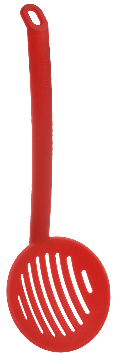 Шумовка Tescoma Space Tone, цвет: красный, длина 33 см638058 Шумовка Tescoma Space Tone, цвет: красный, длина 33 см638058Шумовка Tescoma Space Tone выполнена из высококачественного термостойкого нейлона и выдерживает температуру до 210°C. Изделие поможет вам без особого труда снять пену, вынуть из кастрюли мясо, рыбу, овощи и многое другое. Идеально подходит для посуды с антипригарным покрытием. Ручка изделия снабжена отверстием для подвешивания. Можно мыть в посудомоечной машине. Длина шумовки: 33 см. Диаметр рабочей части: 11 см.