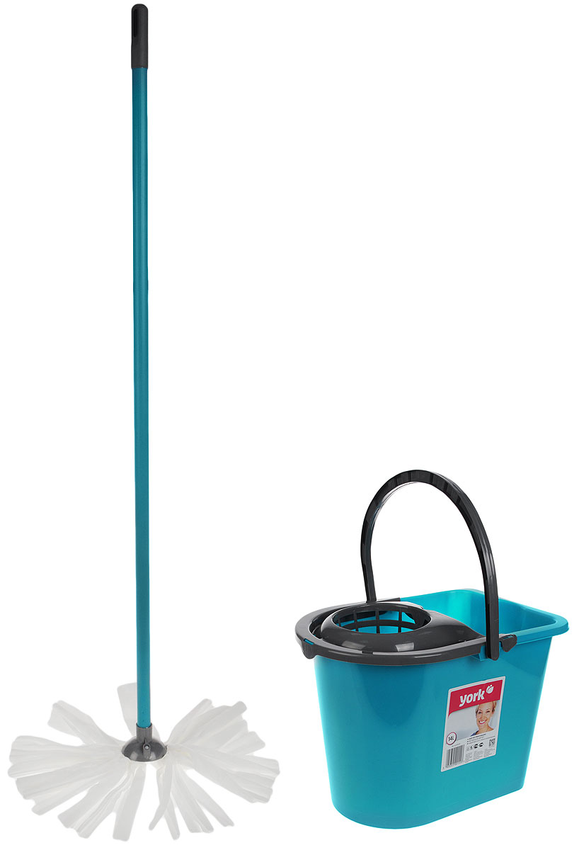 Набор для уборки York Mop Set, цвет: бирюзовый, серый, 3 предмета. 72017201_бирюзовый, серый Набор для уборки York Mop Set, цвет: бирюзовый, серый, 3 предмета. 72017201_бирюзовый, серыйНабор для уборки York состоит из рукоятки для швабры, лепестковой насадки и ведра с отжимом. Рукоятка York изготовлена из металла с пластиковым покрытием по всей длине. Изделие оснащено специальным отверстием, которое позволит подвесить его на крючок. Универсальная резьба подходит ко всем швабрам и щеткам. Специальная структура микроактивного волокна лепестковой насадки убирает даже сильные, затвердевшие загрязнения, не оставляя разводов, и эффективно впитывает влагу. Благодаря специальному пластиковому ведру со встроенным отжимом уборка станет быстрой и гигиеничной, так как вы сможете выжимать швабру, не пачкая руки. Ведро оснащено пластиковой ручкой. Набор для уборки York предназначен для уборки любых типов напольных покрытий, включая паркет и ламинат. Такой набор сделает уборку легкой и обеспечит идеальную чистоту вашего пола без разводов и царапин. Размер ведра: 36 х 25 х 26 см. Объем ведра: 14 л. Длина...