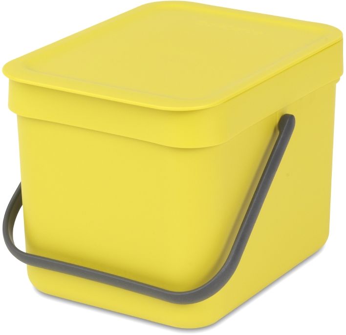 Ведро для мусора Brabantia Sort & Go, цвет: желтый, 6 л109683 Ведро для мусора Brabantia Sort & Go, цвет: желтый, 6 л109683Ведро вместимостью 6 литров с фиксируемой в открытом положении крышкой превосходно подходит для сбора органических отходов непосредственно на кухонном столе.. Идеальное решение для сбора компостируемых отходов непосредственно на кухонном столе; Может использоваться на кухонном столе или крепиться к стене – в комплект входит настенный держатель; Имеются идеально подходящие по размеру биоразлагаемые мешки для компостируемых отходов (размер S) – удобно устанавливаются в ведро; Гарантия 10 лет.