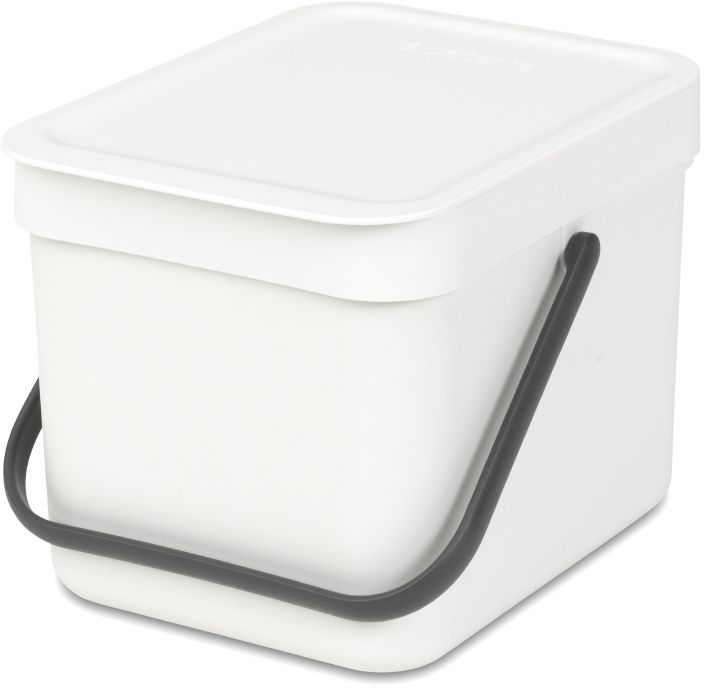 Ведро для мусора Brabantia Sort & Go, цвет: белый, 6 л109706 Ведро для мусора Brabantia Sort & Go, цвет: белый, 6 л109706Ведро вместимостью 6 литров с фиксируемой в открытом положении крышкой превосходно подходит для сбора органических отходов непосредственно на кухонном столе.. Идеальное решение для сбора компостируемых отходов непосредственно на кухонном столе; Может использоваться на кухонном столе или крепиться к стене – в комплект входит настенный держатель; Имеются идеально подходящие по размеру биоразлагаемые мешки для компостируемых отходов (размер S) – удобно устанавливаются в ведро; Гарантия 10 лет.