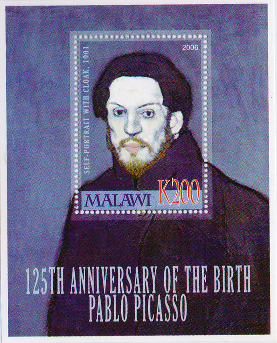 Почтовый блок Пабло Пикассо. 125-летний юбилей. Малави, 2006 годМКСПБ 36-2016.23 Почтовый блок Пабло Пикассо. 125-летний юбилей. Малави, 2006 годМКСПБ 36-2016.23Почтовый блок Пабло Пикассо. 125-летний юбилей. Малави, 2006 год. Размер блока: 8 х 10 см. Размер марки: 3.7 х 5 см. Сохранность хорошая.