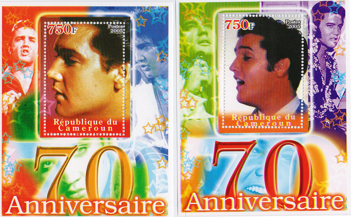 Комплект из 2 почтовых блоков 70 юбилей Элвиса Пресли. Камерун, 2005 годМКСПБ 36-2016.17 Комплект из 2 почтовых блоков 70 юбилей Элвиса Пресли. Камерун, 2005 годМКСПБ 36-2016.17Комплект из 2 почтовых блоков 70 юбилей Элвиса Пресли. Камерун, 2005 год. Размер блоков: 8 х 10 см. Размер марок: 3.5 х 5 см. Сохранность хорошая.
