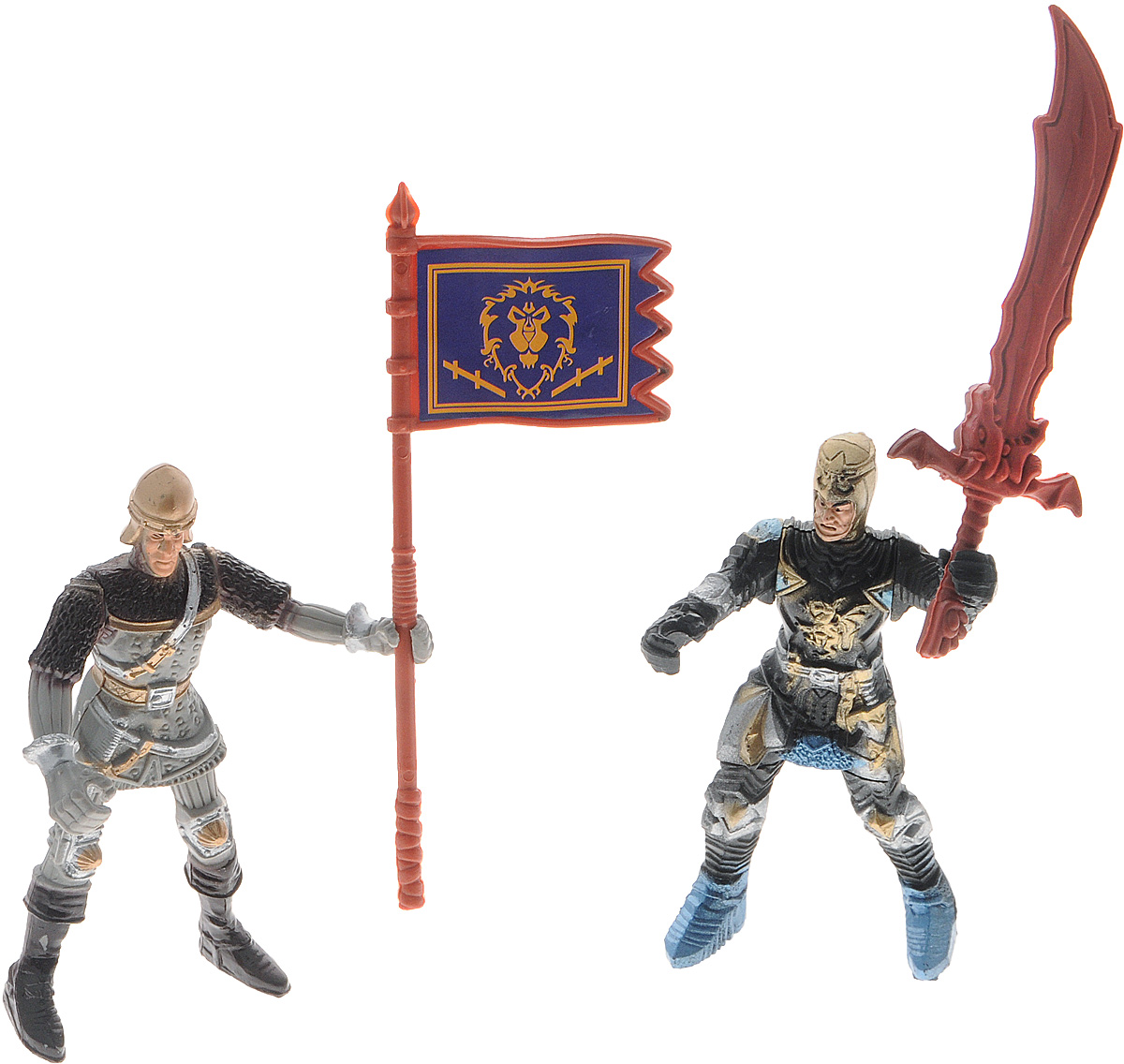 Shantou Игровой набор KnightsA054-H39484 Shantou Игровой набор KnightsA054-H39484Игровой набор Shantou Knights включает в себя двух средневековых воинов и аксессуары к ним. Солдатики снабжены разнообразными видами оружия: есть и большой двуручный меч, и легкая пика. Боевое знамя, обязательный атрибут любого войска, будет развеваться на полях сражений и поддерживать боевой дух товарищей. Комплект солдатиков станет отличным подспорьем в игрушечных баталиях мальчика.