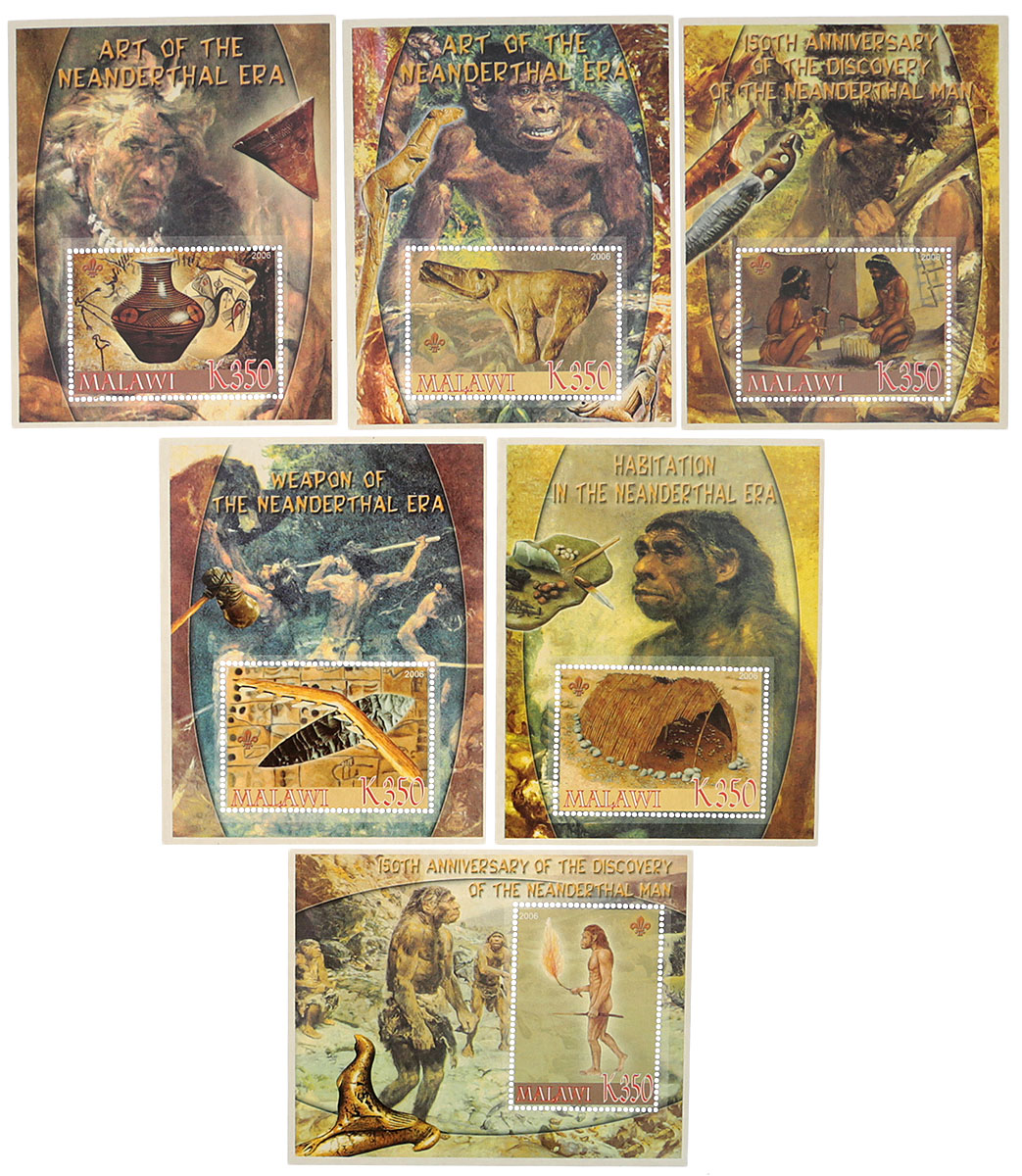 Комплект из 6 почтовых блоков Неандертальская эра. Малави, 2005 годМКСПБ 36-2016.10 Комплект из 6 почтовых блоков Неандертальская эра. Малави, 2005 годМКСПБ 36-2016.10Комплект из 6 почтовых блоков Неандертальская эра. Малави, 2005 год. Размер блоков: 8 х 10 см. Размер марок: 3.5 х 5 см. Сохранность хорошая.