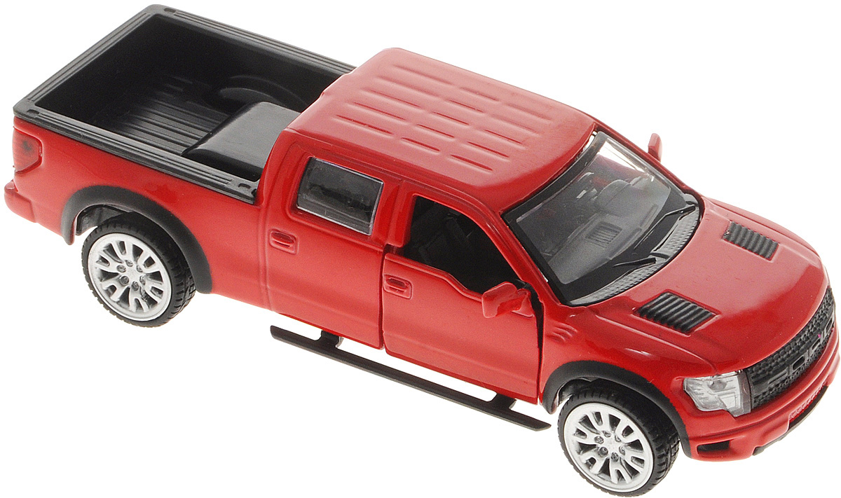 ТехноПарк Модель автомобиля Ford F-150 SVT Raptor цвет красный67329 ТехноПарк Модель автомобиля Ford F-150 SVT Raptor цвет красный67329Модель автомобиля ТехноПарк Ford F-150 SVT Raptor, выполненная из металла, пластика и резины, станет любимой игрушкой вашего малыша. Игрушка представляет собой модель автомобиля Ford F-150 SVT Raptor в масштабе 1:43. Передние дверцы модели открываются, а прорезиненные колеса обеспечивают надежное сцепление с любой поверхностью пола. Модель оснащена инерционным ходом: достаточно немного отвести ее назад, а затем отпустить - машинка быстро поедет вперед. Ваш ребенок будет часами играть с этой машинкой, придумывая различные истории. Порадуйте его таким замечательным подарком!