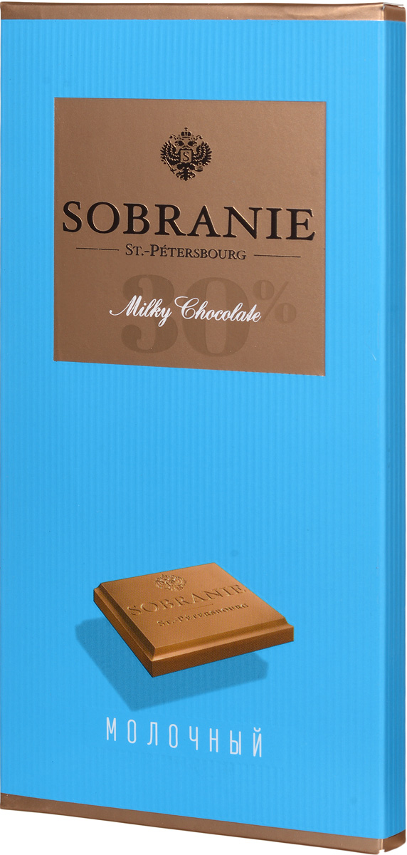 Sobranie молочный шоколад, 90 г14.0676 Sobranie молочный шоколад, 90 г14.0676Sobranie — особый шоколад, в котором соединяются верность российским кондитерским традициям, бескомпромиссность качества и изысканность вкуса. Созданный по бережно хранимому рецепту прошлого века, шоколад Sobranie изготавливается исключительно из отборных какао-бобов с Берега Слоновой Кости.