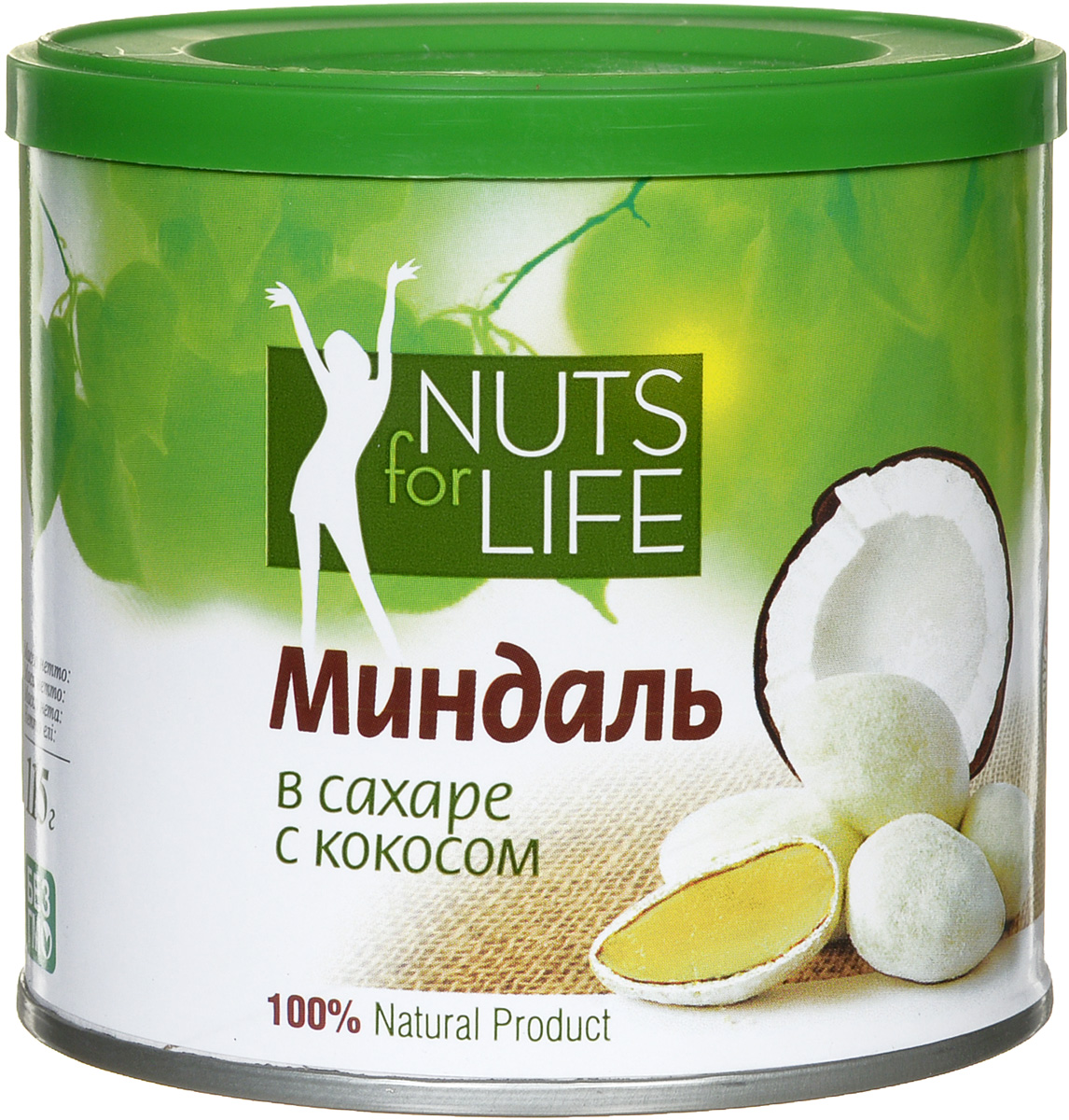 Nuts for Life Миндаль обжаренный в сахаре с кокосом, 115 гU921125 Nuts for Life Миндаль обжаренный в сахаре с кокосом, 115 гU921125Миндаль — королевский орех! Незабываемый изысканный вкус и аромат поразит любого гурмана своей уникальностью, а исключительно натуральные ингредиенты делают его очень полезным перекусом для здоровья!