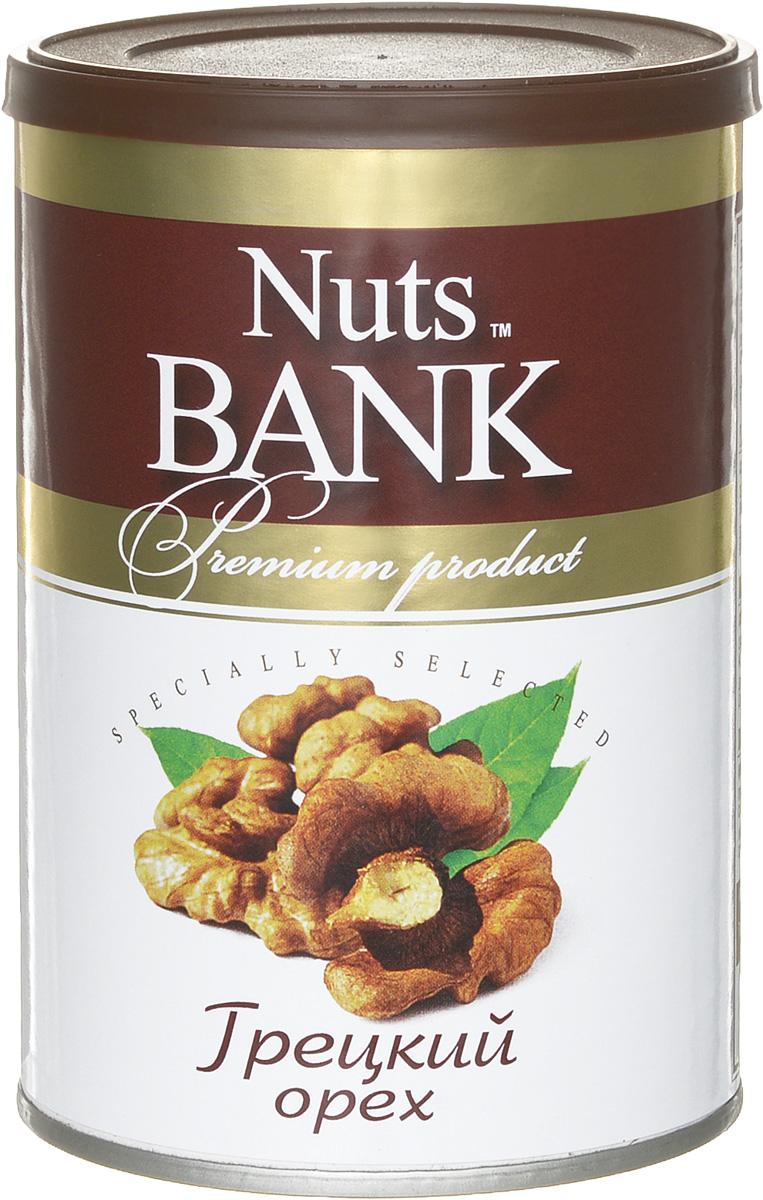 Nuts Bank Грецкий орех подсушенный, 125 гU920234 Nuts Bank Грецкий орех подсушенный, 125 гU920234Грецкие орехи содержат витамины группы А, Е, В, Р, С, а также минеральные вещества (калий, натрий, фосфор, железо, магний, кальций, йод). Грецкий орех – это прекрасный источник белка, который вполне может заменять животные белки.