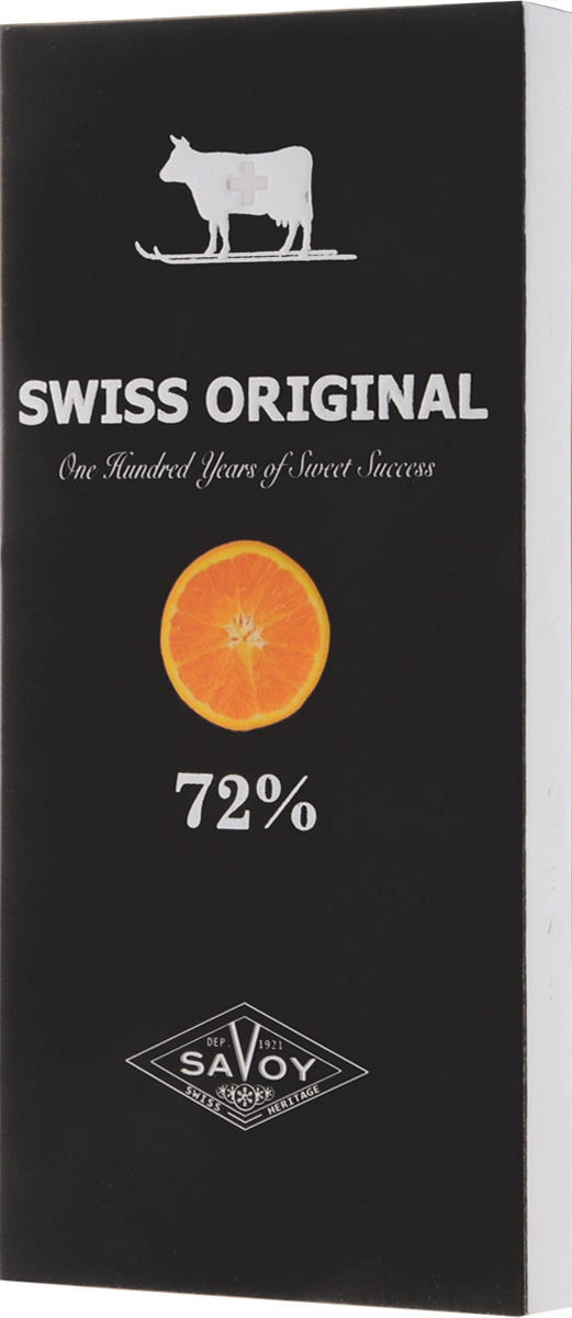 Swiss Original горький шоколад с кусочками апельсина, 100 г14.6058 Swiss Original горький шоколад с кусочками апельсина, 100 г14.6058Экстремально горький шоколад Swiss Original имеет энергичный вкус с нотками ежевики, характерными для какао-бобов из Мадагаскара. Кусочки сочных марокканских апельсинов обогащают горечь благородной цитрусовой кислинкой.
