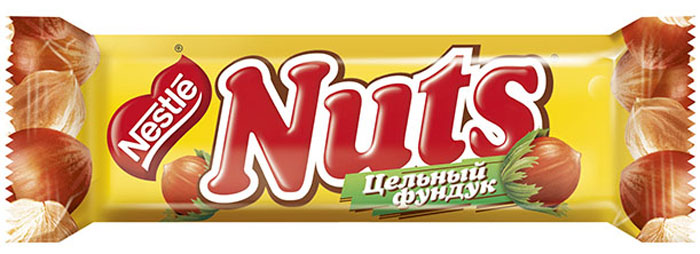 Nuts шоколадный батончик, 50 г12266035 Nuts шоколадный батончик, 50 г12266035Nuts - единственный батончик с цельными лесными орехами на российском рынке, которые, как известно, стимулируют мозговую активность. Также в состав батончика входят тягучая карамель, нежная нуга и шоколад. В России батончики Nuts впервые появились в 1996 году, а с 1997 года они производятся на фабрике Россия в городе Самара. Уважаемые клиенты! Обращаем ваше внимание, что полный перечень состава продукта представлен на дополнительном изображении.