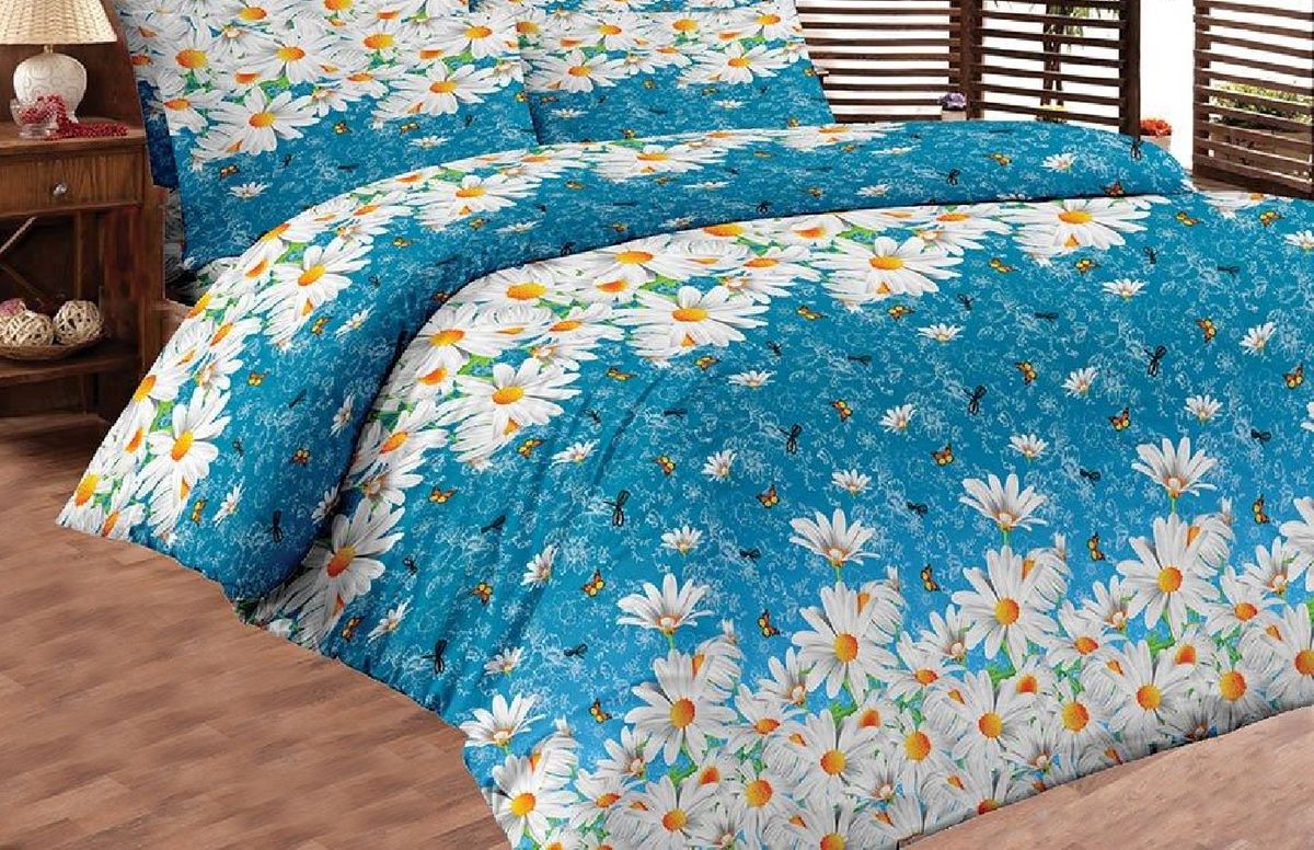 Комплект белья Liya Home Collection Ромашковый рай, 2-спальный с евро простыней, наволочки 70x70, цвет: голубой1515150000086 Комплект белья Liya Home Collection Ромашковый рай, 2-спальный с евро простыней, наволочки 70x70, цвет: голубой1515150000086Liya Tekstil производитель тканей и готовой продукции для дома.В нашем ассортименте комплекты постельного белья из - поплина ( 100% хлопок пл 115х125 гр/м2 ),- сатина ( 100% хлопок пл 130х140 гр/м2,) ,поликаттон (60%хлопка,40%пэ 115гр/м2), крашение реактив.Мы гарантируем ГОСТовский пошив наших комплектов, эксклюзивная упаковка которая пользуется спросом на рынке.