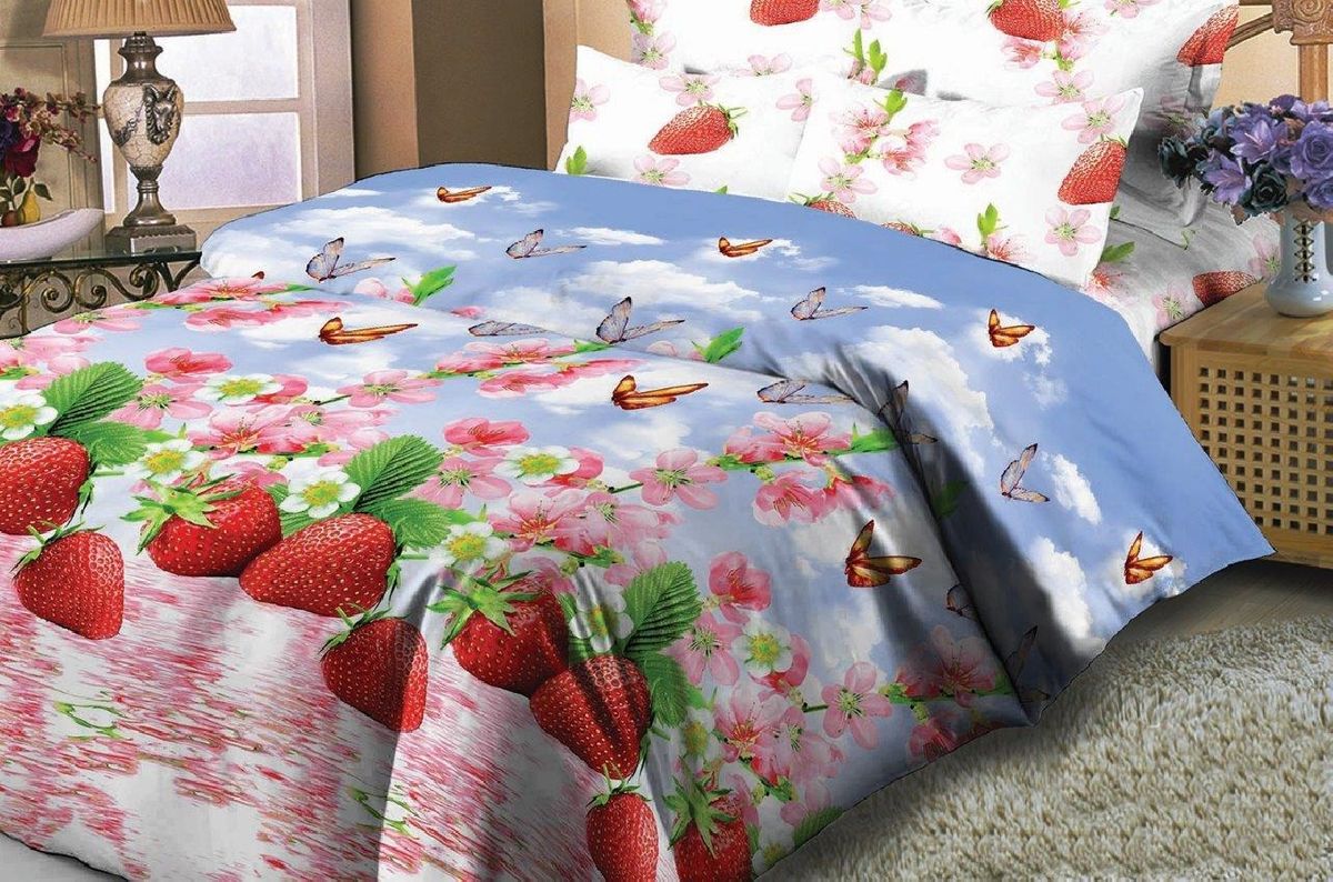 Комплект белья Liya Home Collection Клубничный день, семейный, наволочки 70x70, цвет: голубой1515150000353 Комплект белья Liya Home Collection Клубничный день, семейный, наволочки 70x70, цвет: голубой1515150000353Liya Tekstil производитель тканей и готовой продукции для дома.В нашем ассортименте комплекты постельного белья из - поплина ( 100% хлопок пл 115х125 гр/м2 ),- сатина ( 100% хлопок пл 130х140 гр/м2,) ,поликаттон (60%хлопка,40%пэ 115гр/м2), крашение реактив.Мы гарантируем ГОСТовский пошив наших комплектов, эксклюзивная упаковка которая пользуется спросом на рынке.