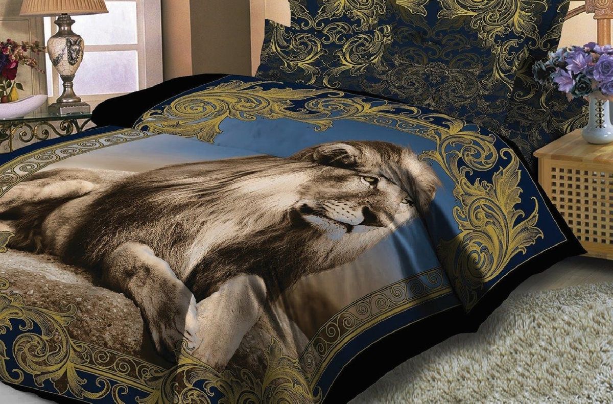 Комплект белья Liya Home Collection "Царь", 2-спальный, наволочки 70x70, цвет: черный