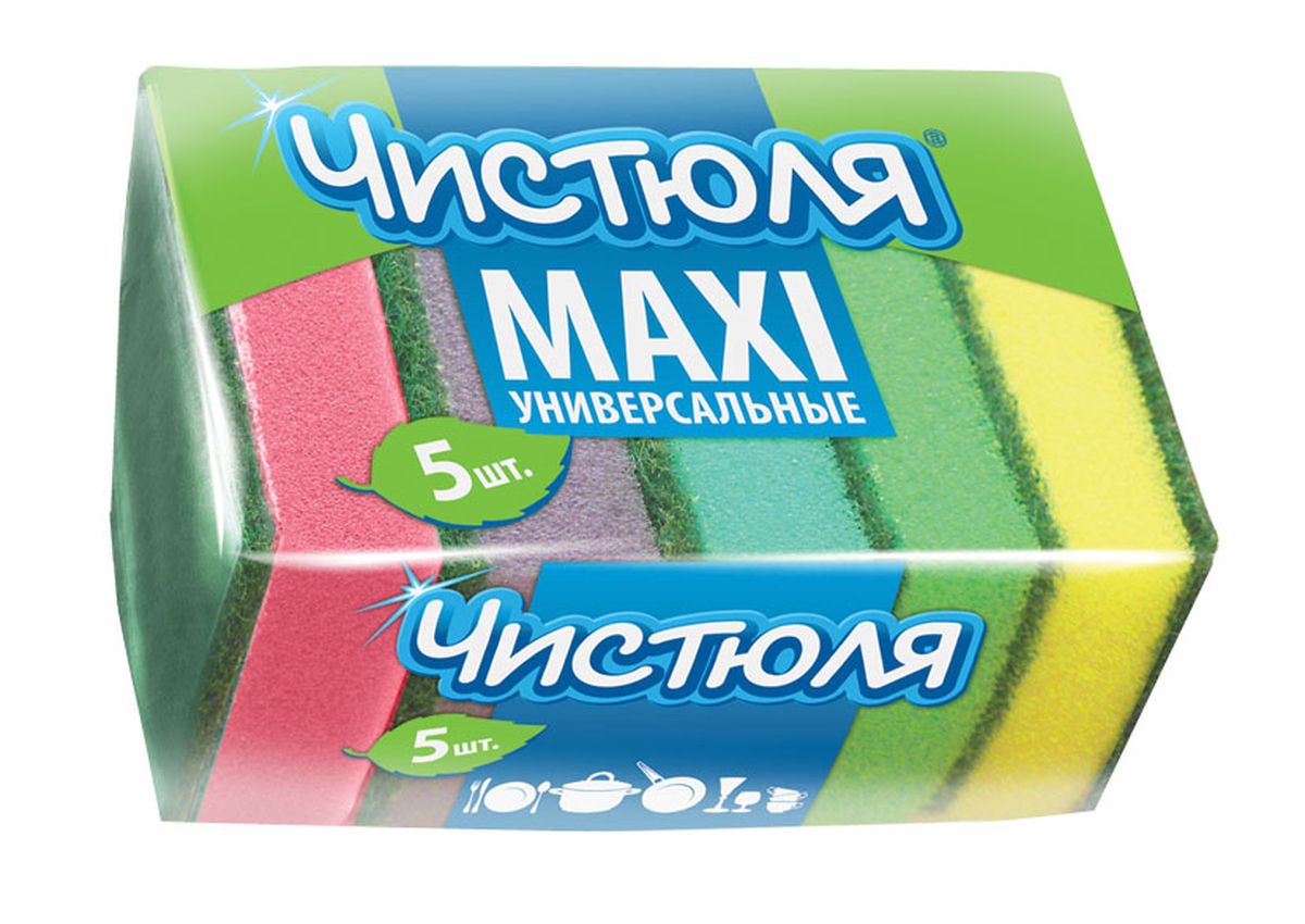 Губка для мытья посуды Чистюля Maxi, с абразивным слоем, 64 х 96 х 27 см, 5 штП0302 Губка для мытья посуды Чистюля Maxi, с абразивным слоем, 64 х 96 х 27 см, 5 штП0302Удобный размер. Качественный жесткий абразив. Губка сохраняет хорошую форму в течение всего срока службы.